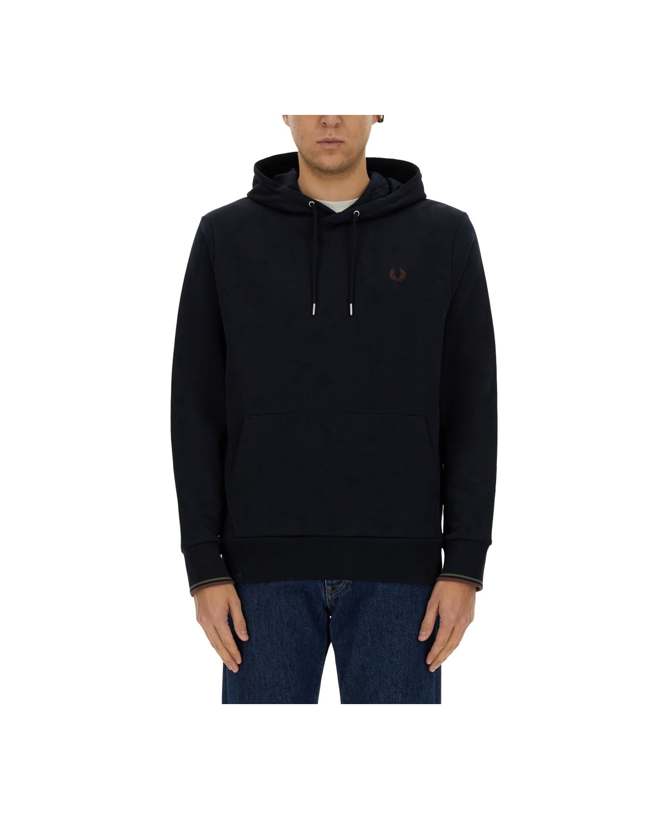 Fred Perry Sweatshirt With Logo Patch - BLUE