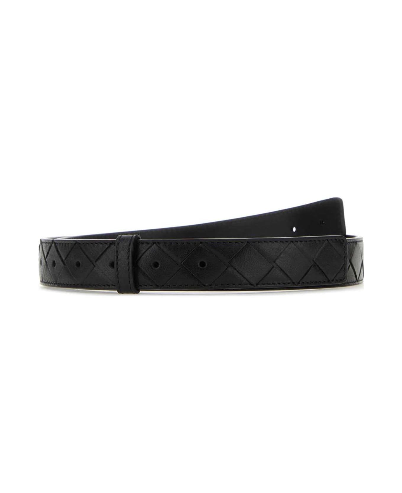Bottega Veneta Black Leather Belt - Black