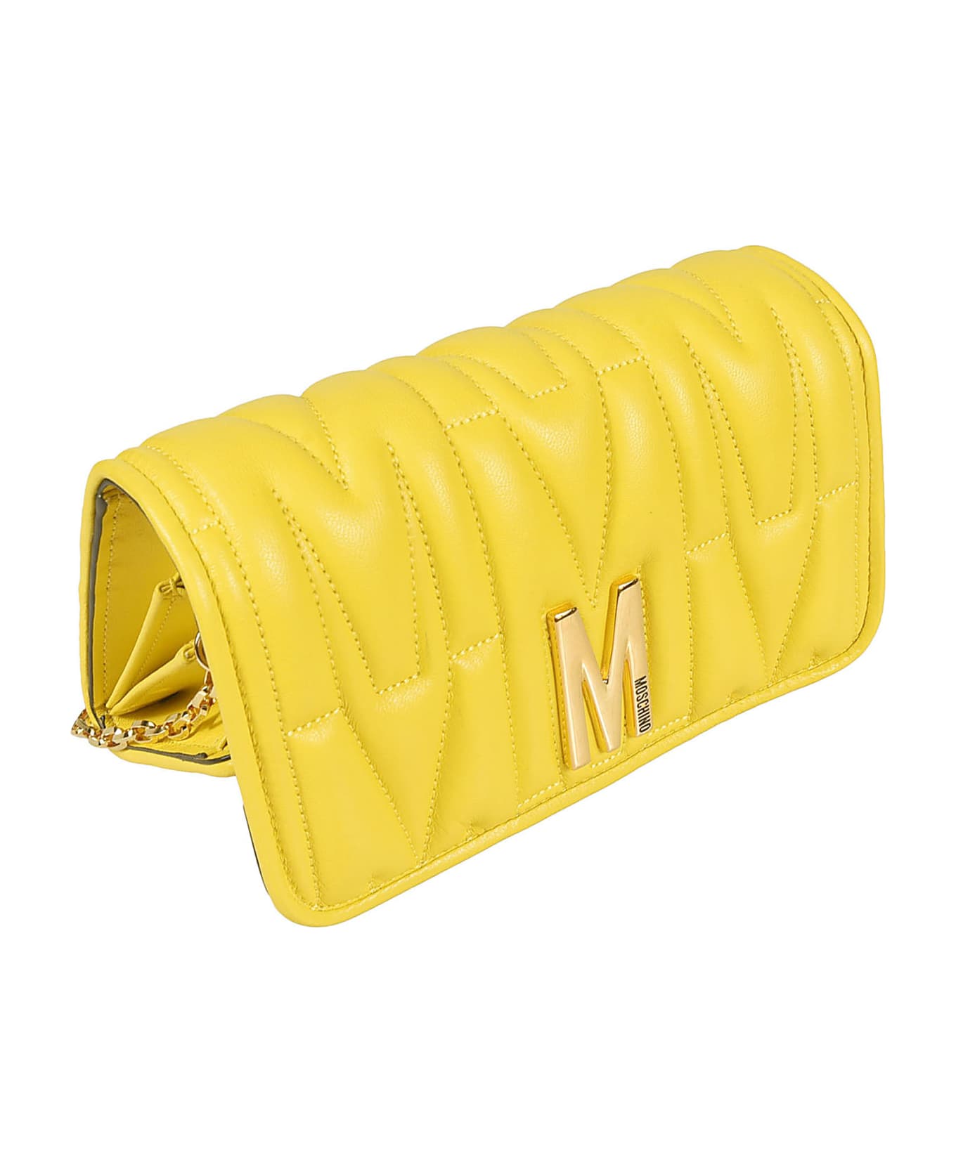 Moschino M Plaque Quilted Flap Chain Shoulder Bag - 0027