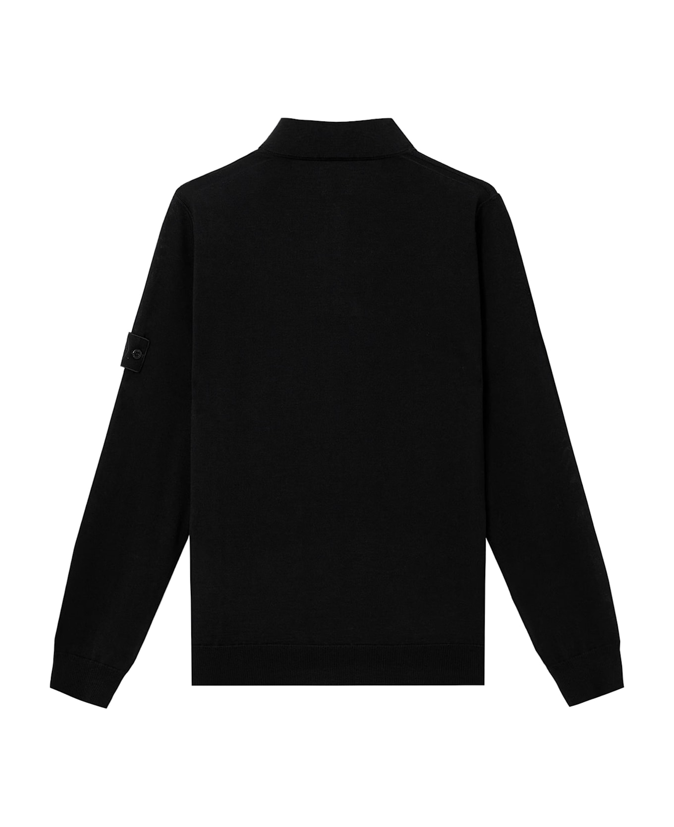 Stone Island Virgin Wool Polo Sweater - Black