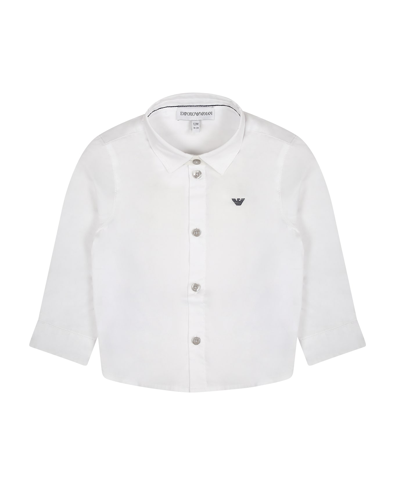 Emporio Armani White Skirt For Babyboy With Blue Eagle - White