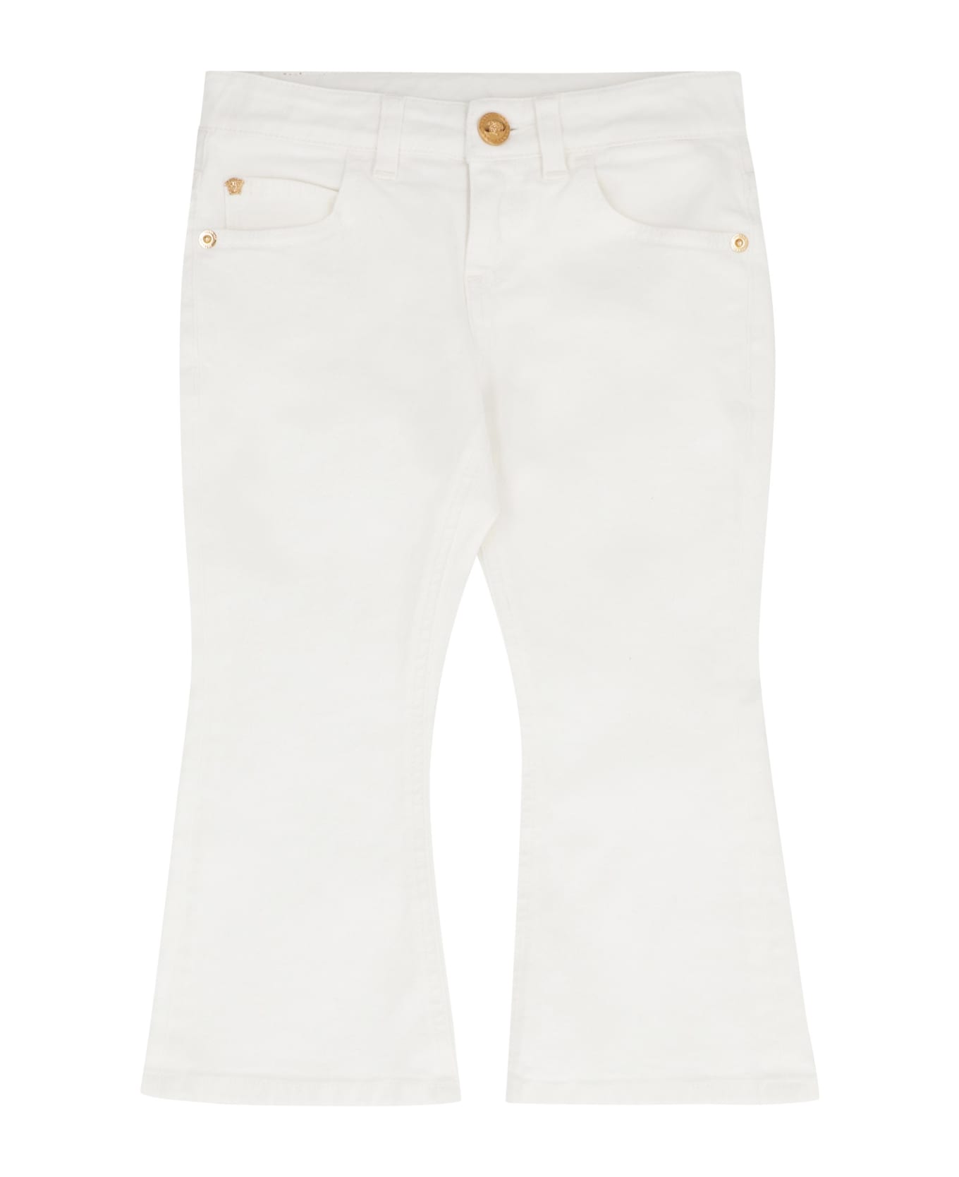 Young Versace Cotton Flared Jeans - White