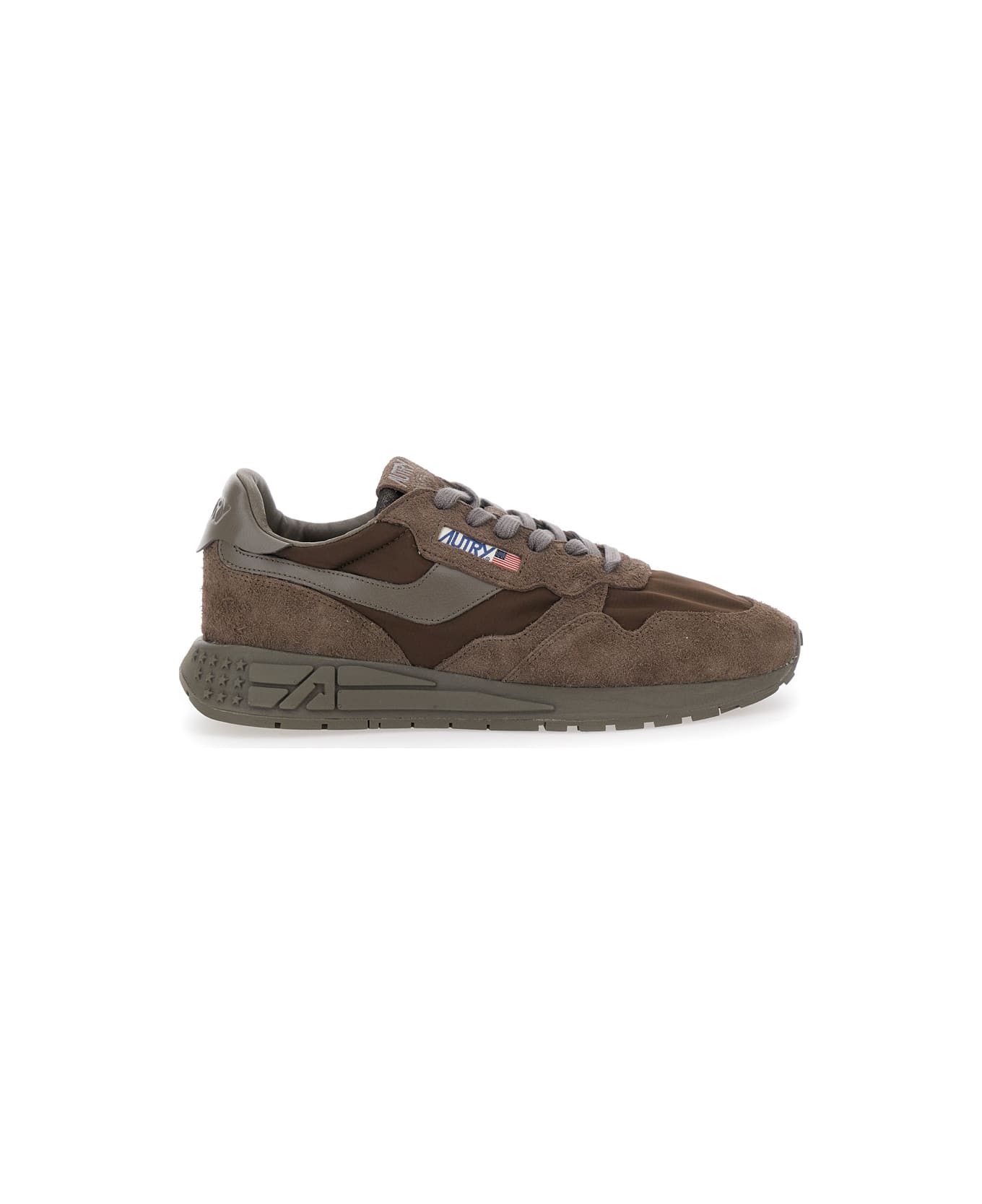 Autry 'reelwind' Brown Low Top Sneakers With Logo Patch Ontongue And Side In Suede Man - Brown