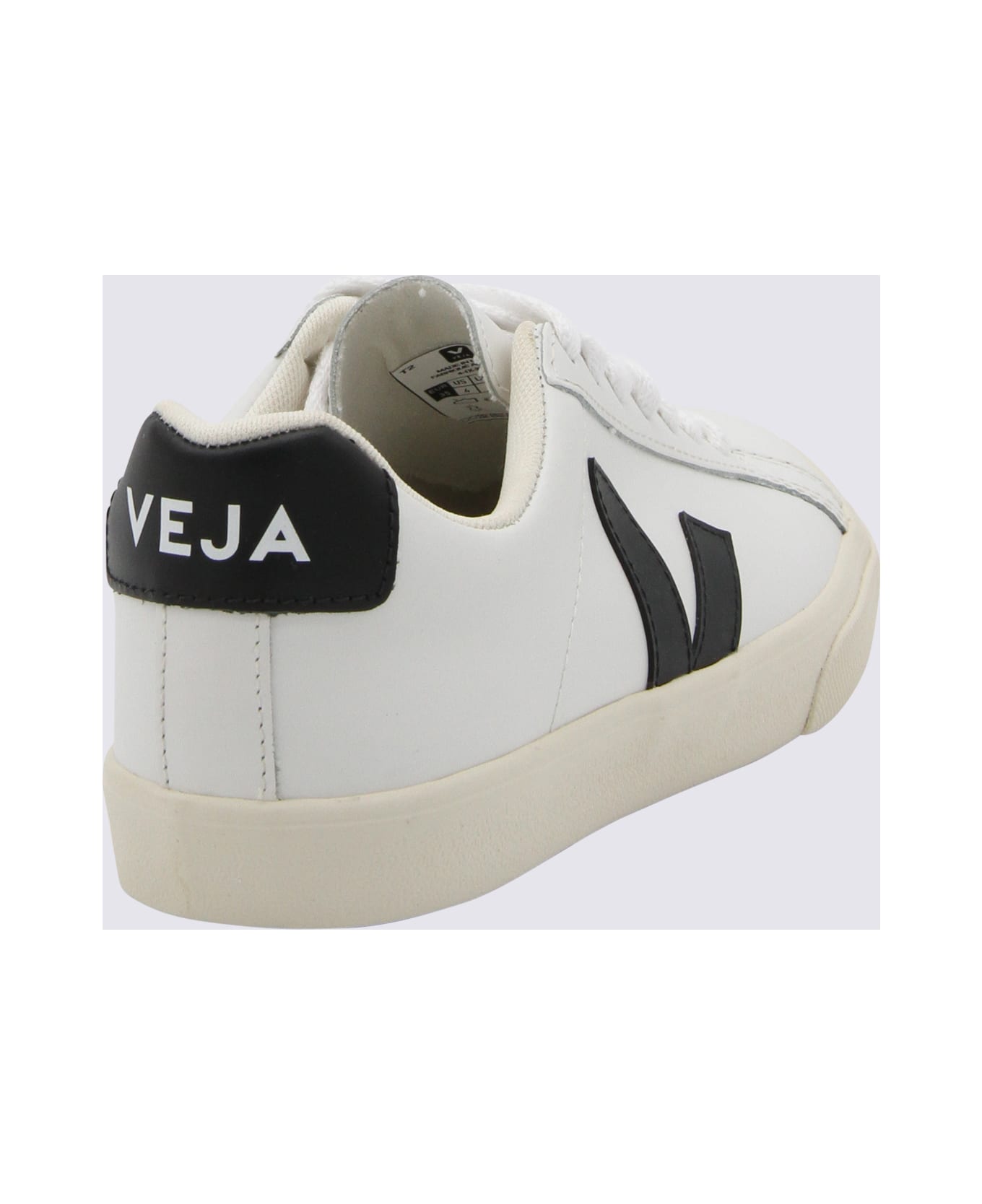 Veja Extra White And Black Leather Esplar Sneakers - Bianco