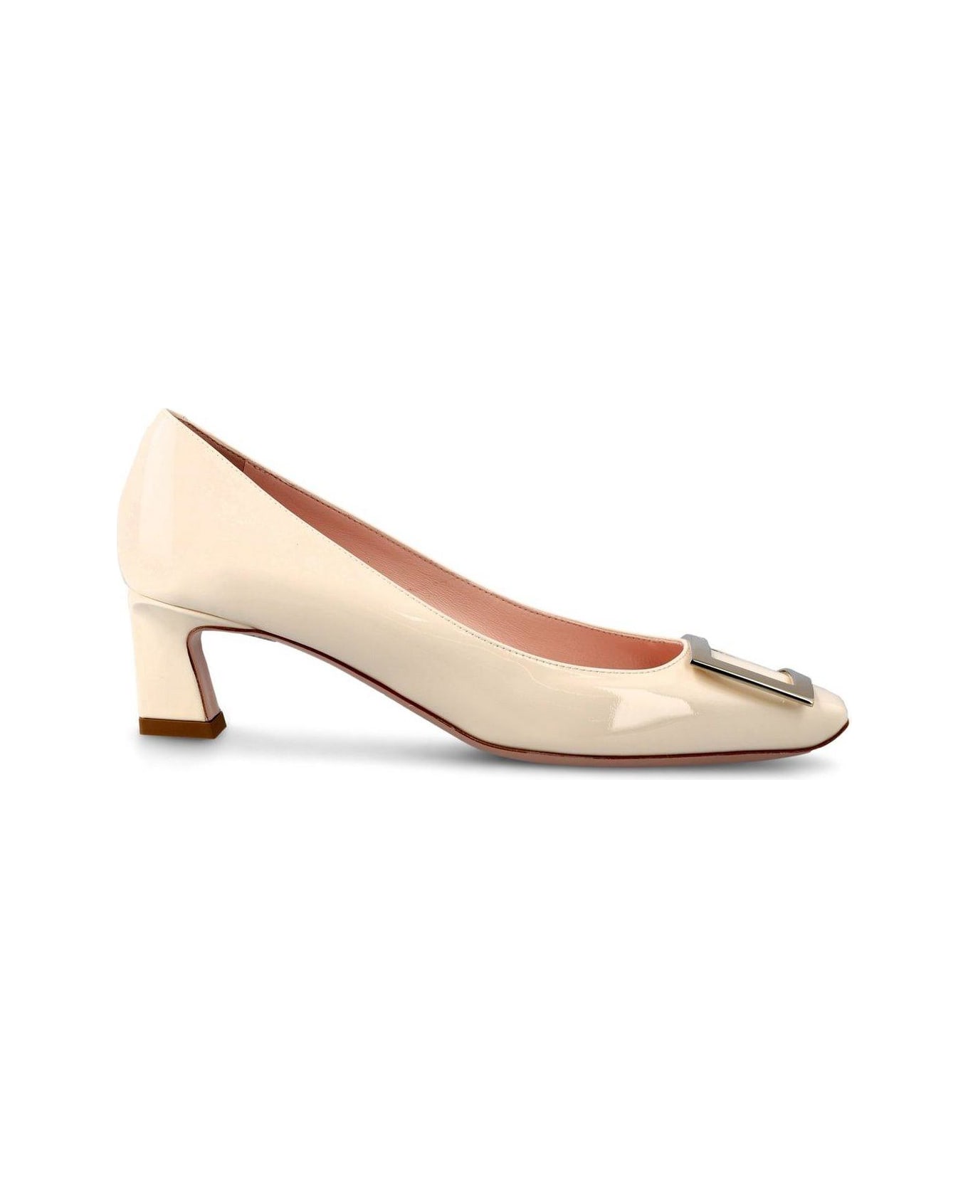 Roger Vivier Trompette Embellished Buckle Pumps - White