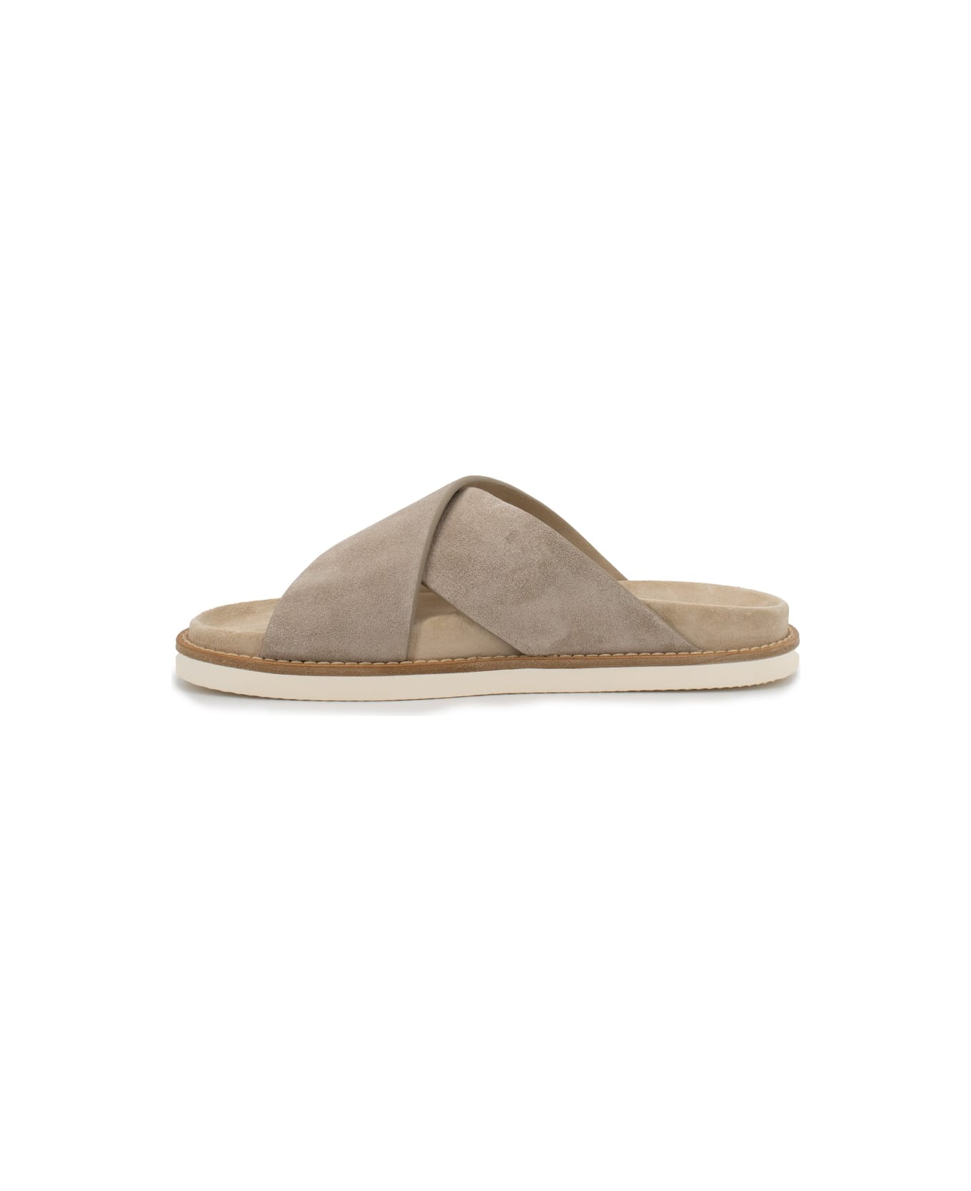 Brunello Cucinelli Washed Suede Slides - MARRONE CHIARO