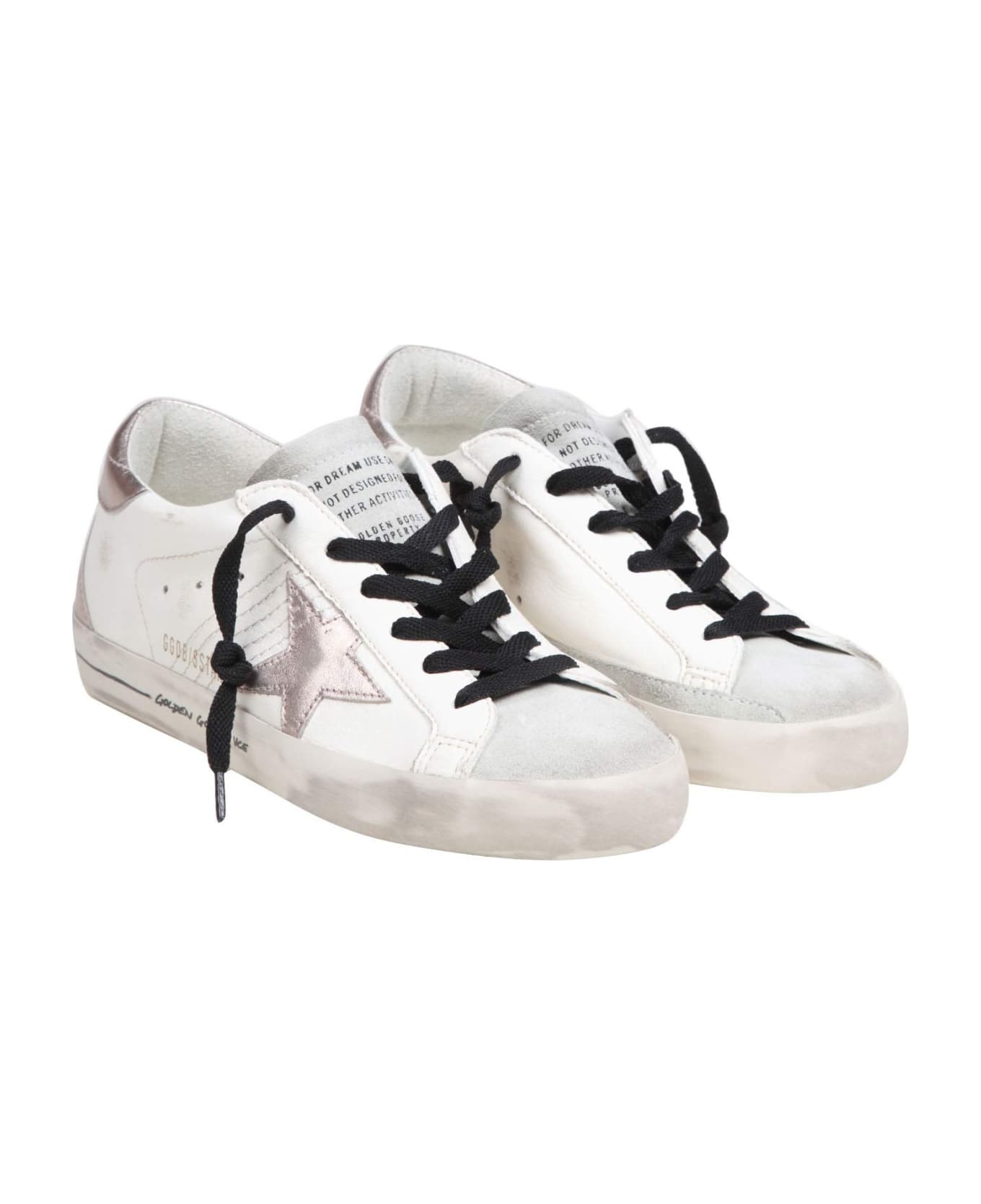 Golden Goose Super-star Sneakers In White/quartz Leather And Suede - WHITE/ICE