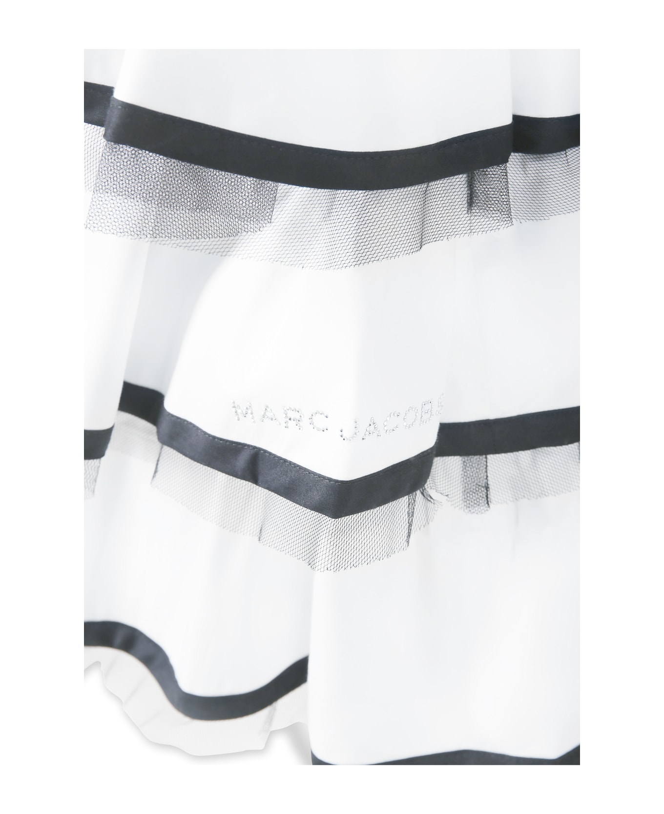 Little Marc Jacobs White Dress For Girl With Logo - White