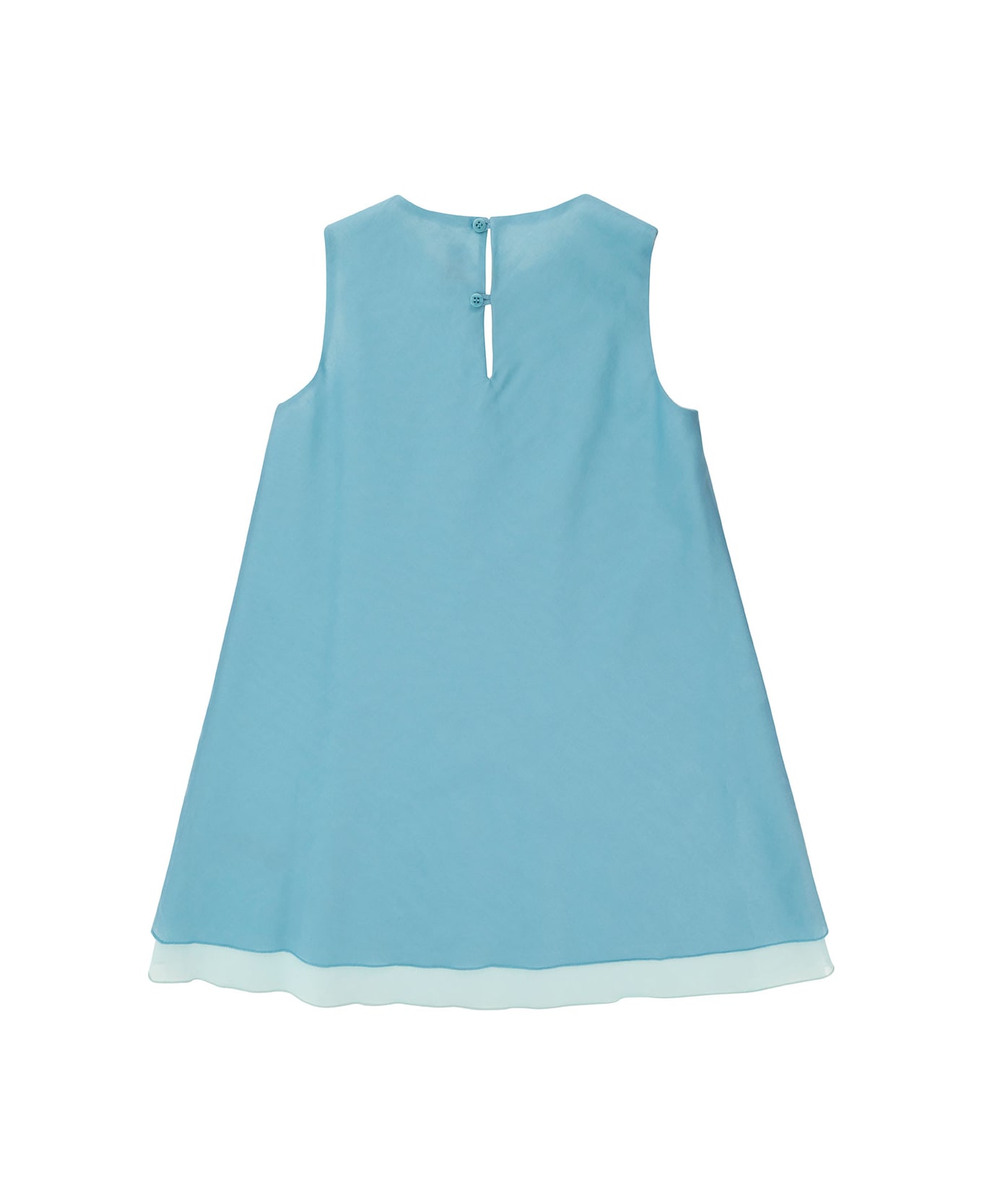 Il Gufo Light Blue Crewneck Sleeveless Dress In Cotton Girl - Light blue ワンピース＆ドレス