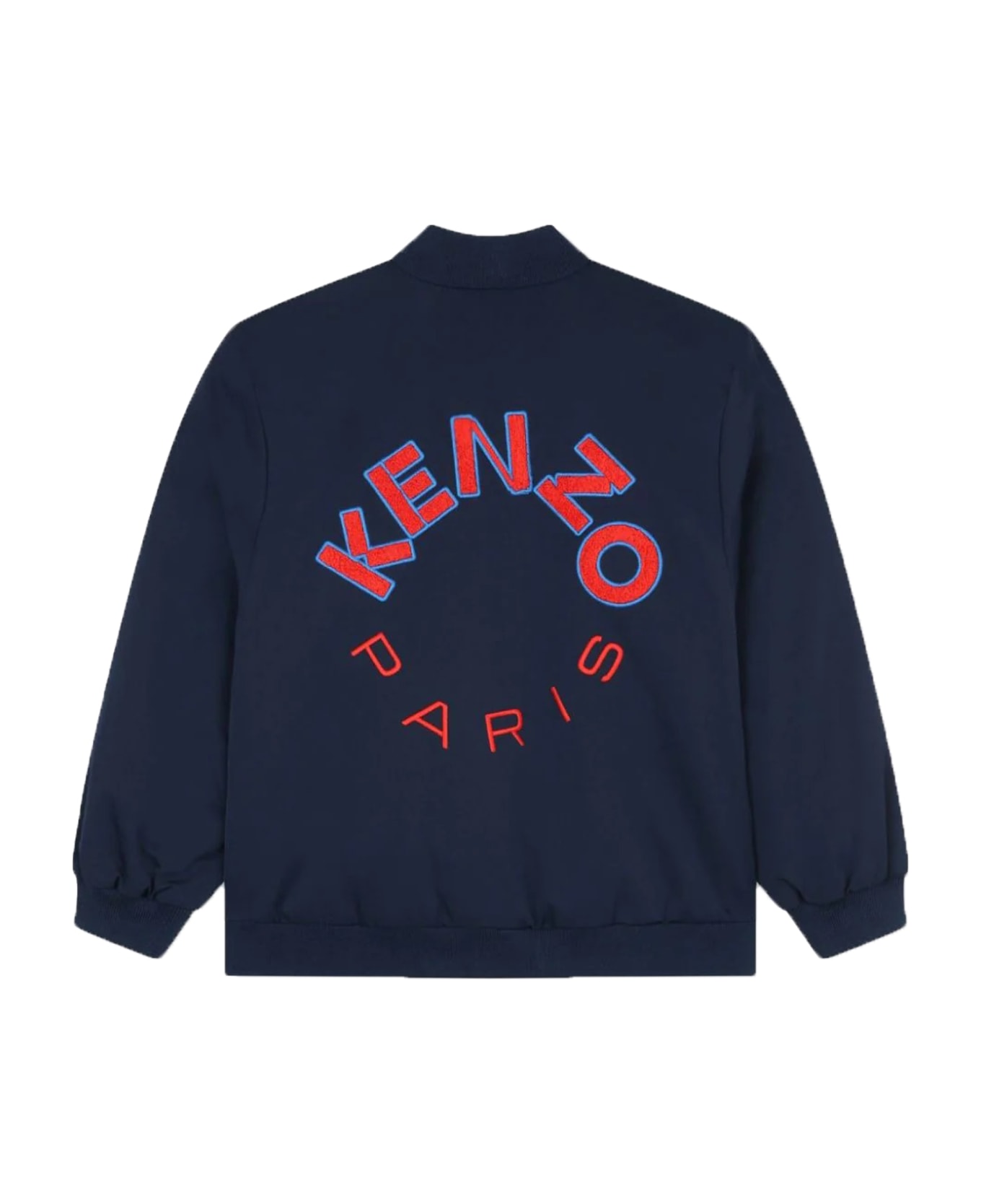 Kenzo Kids Jacket With Zip And Embroidery - Blue コート＆ジャケット