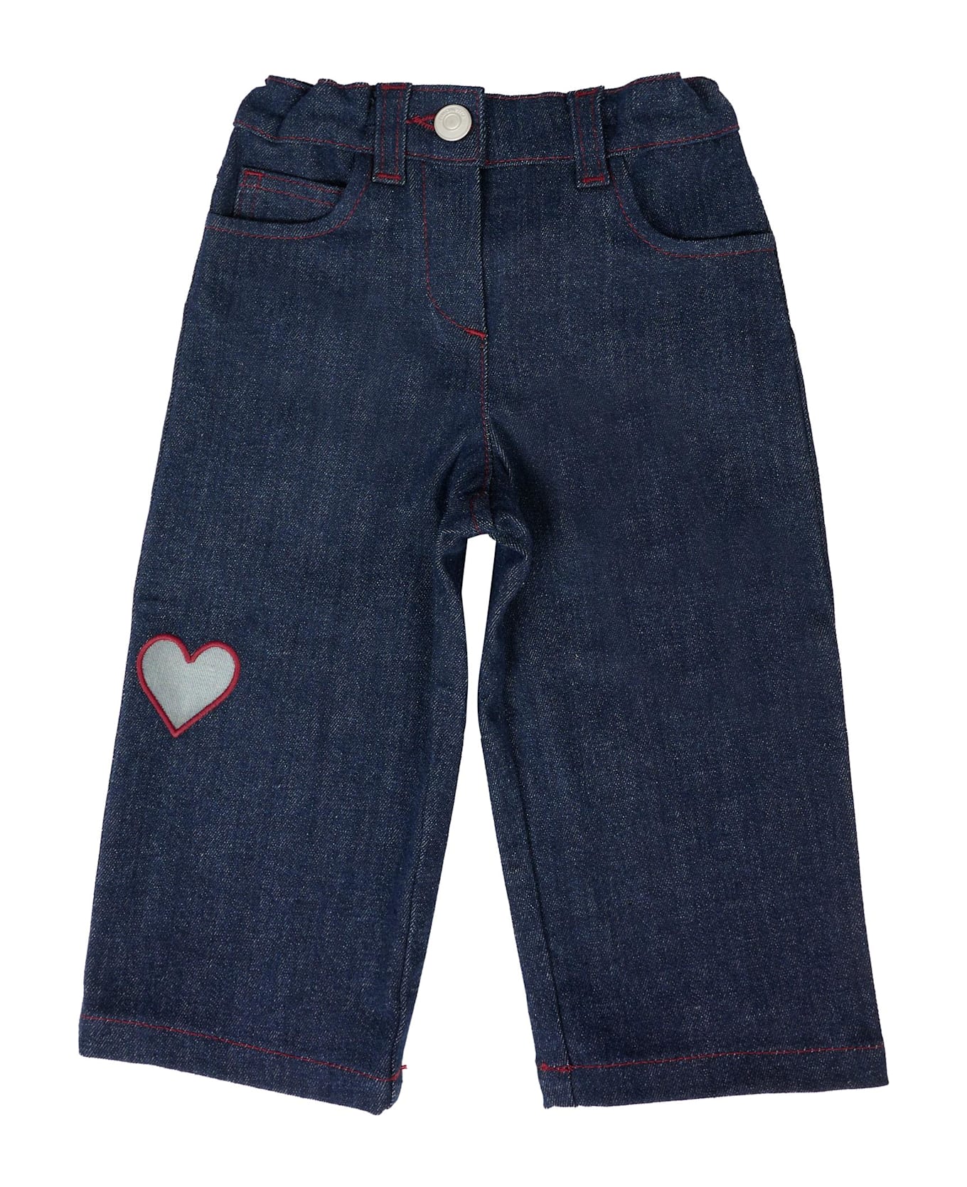 Simonetta Denim Jeans For Baby Girl With Heart - Denim