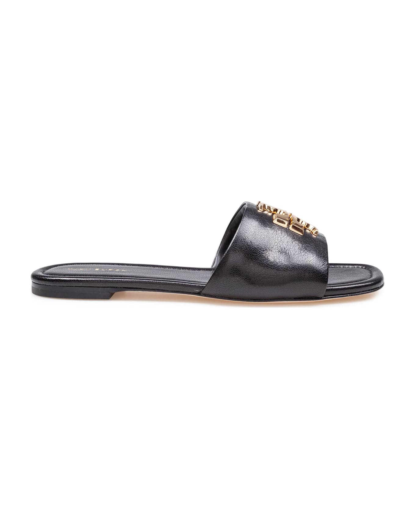 Tory Burch Eleanor Leather Slider Color Black -  Black/Gold