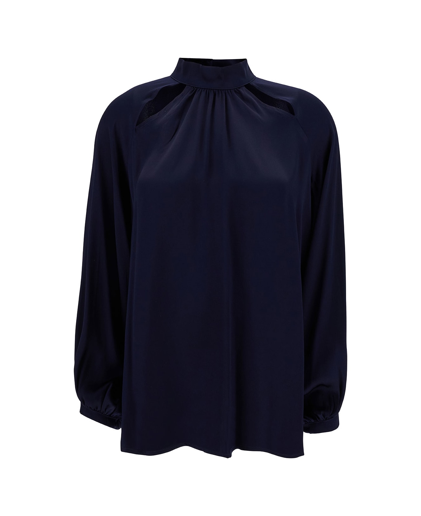 SEMICOUTURE 'jazmin' Blue Blouse With Cut-out In Acetate And Silk Woman - Blu