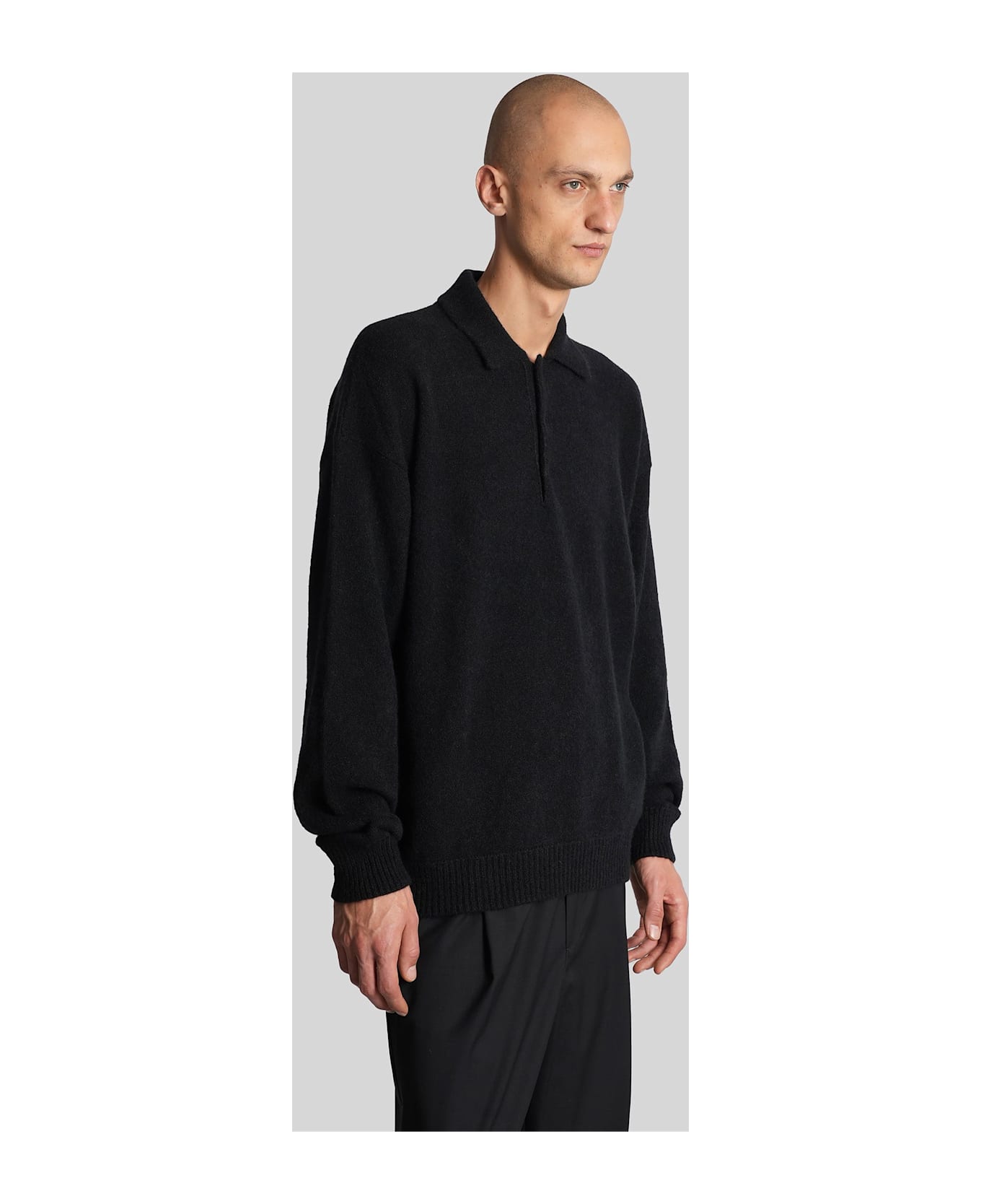 Laneus Polo In Black Cashmere - black