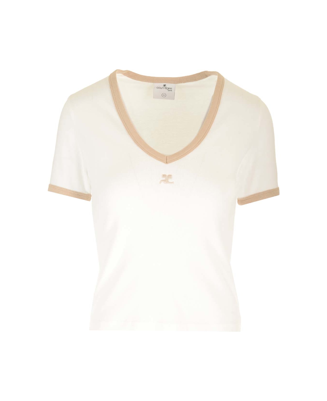 Courrèges T-shirt With Contrasting Hems - WHITE