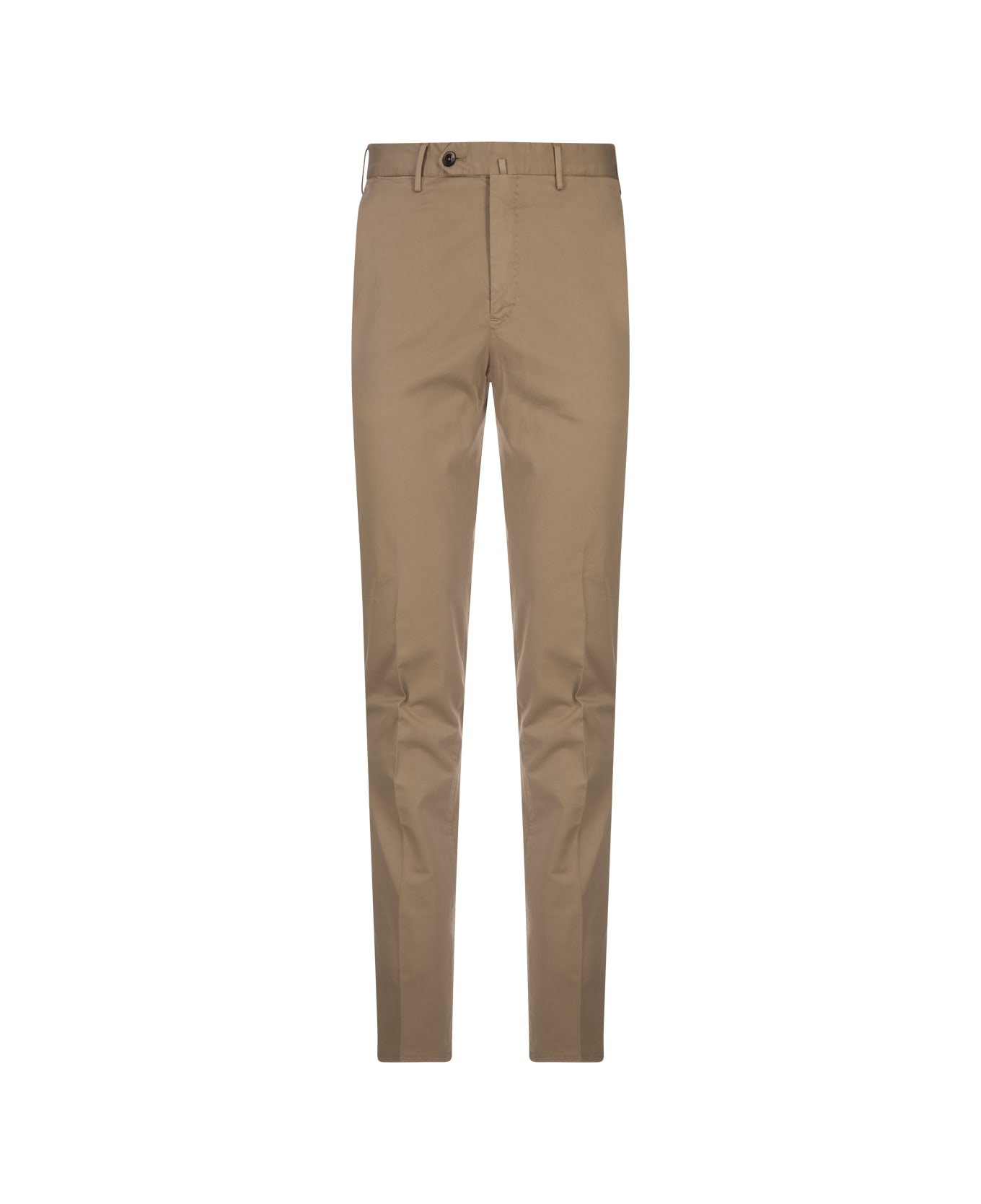 PT Torino Dark Beige Stretch Cotton Classic Trousers - Brown