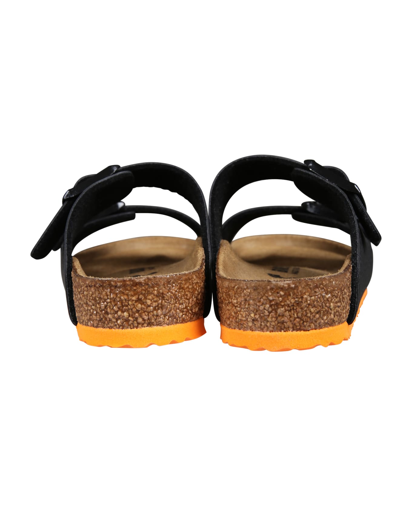 Birkenstock Black Arizona Slippers For Kids With Logo - Black
