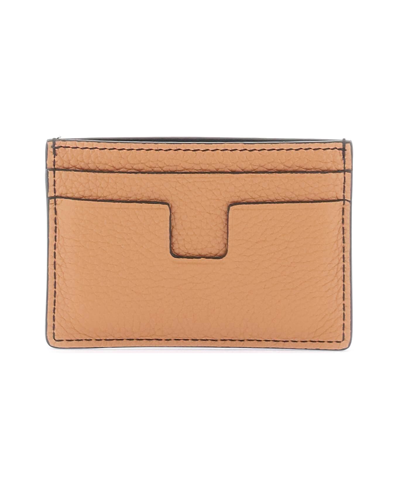 Tom Ford Grained Leather Card Holder - CHOCOLATE ALMOND (Beige) 財布