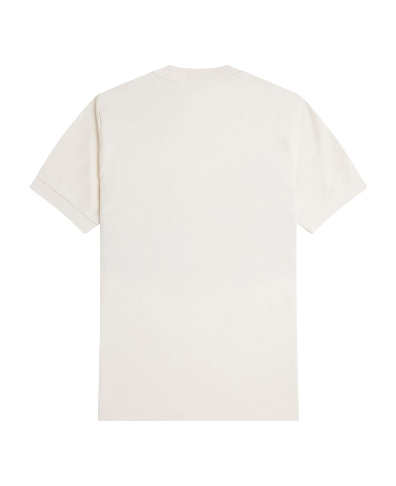 Fred Perry Cotton T-shirt With Striped Motif - LIGHT ECRU