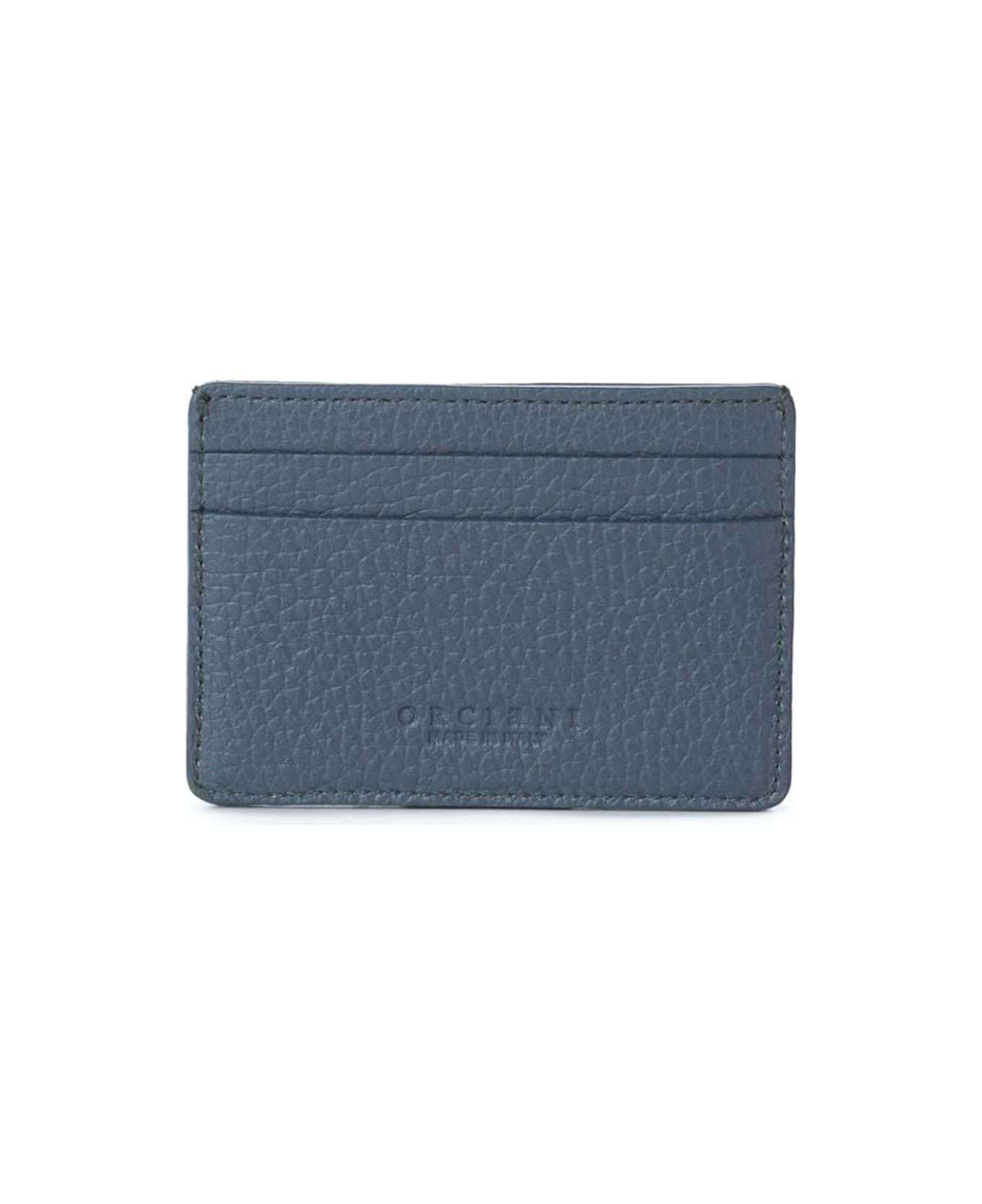 Orciani Micron Leather Card Holder - Blue