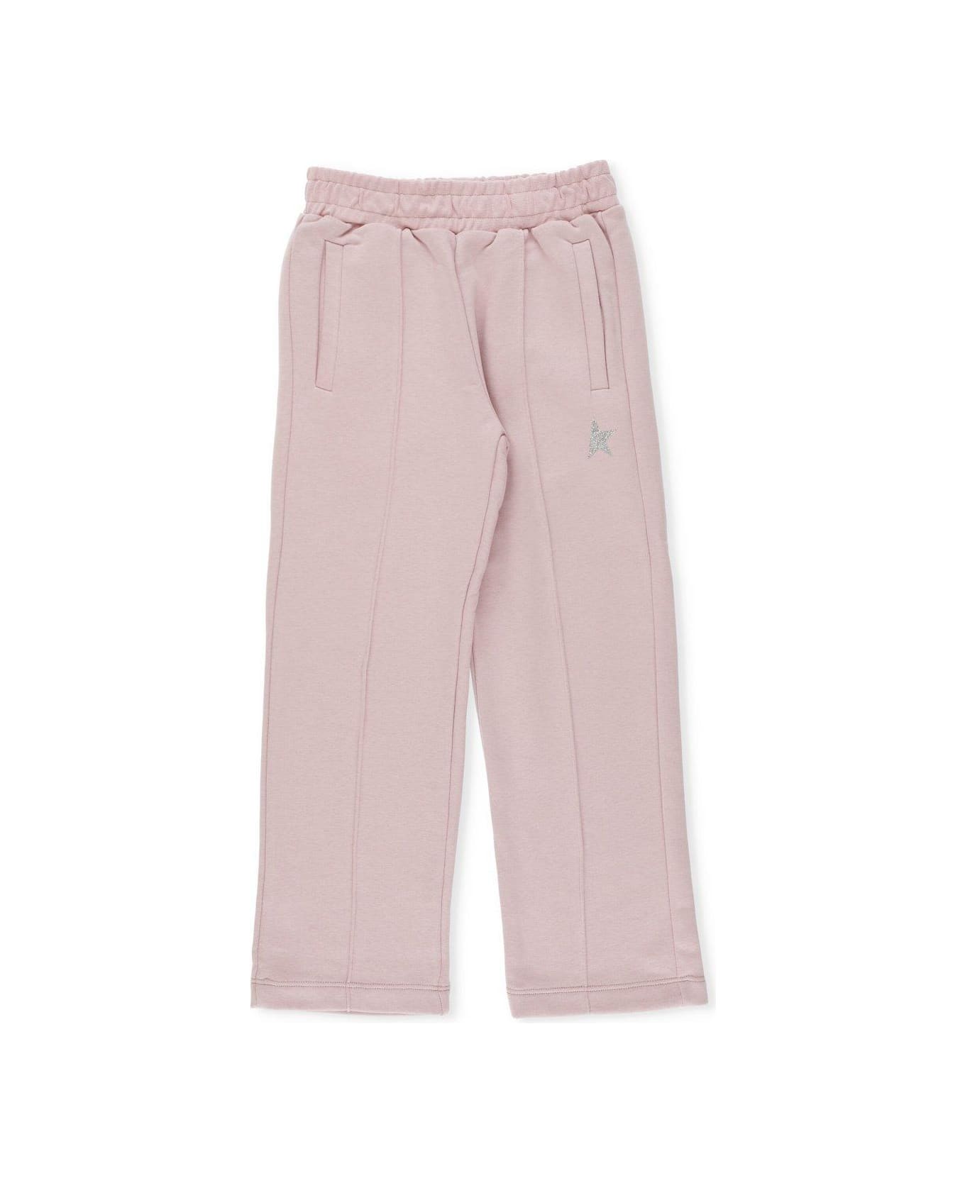 Golden Goose Logo Detailed Straight Leg Trousers - Pink/silver
