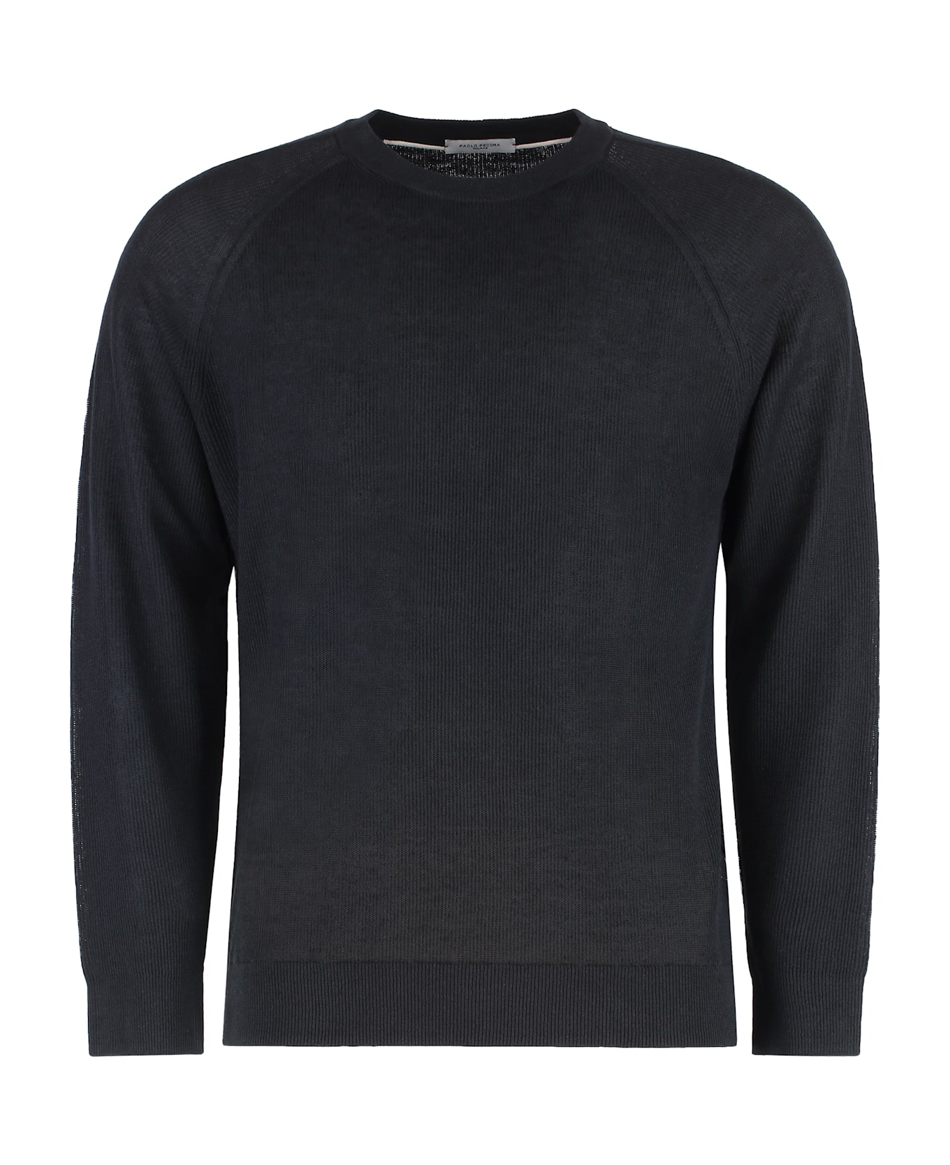 Paolo Pecora Linen-cotton Crew-neck Sweater - black