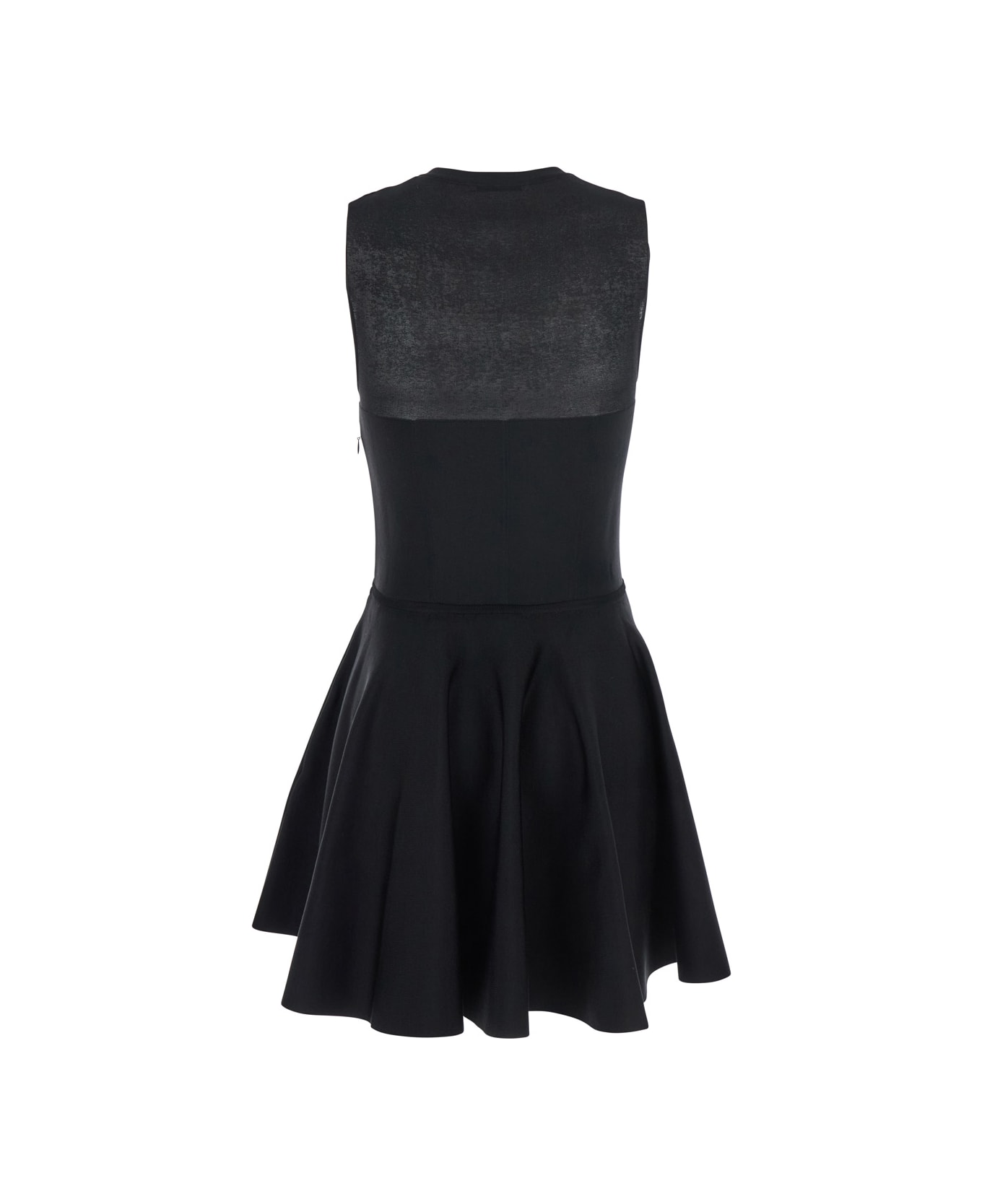 Givenchy Black Crew Neck Dress With Flared Skirt In Fabric Woman - Black