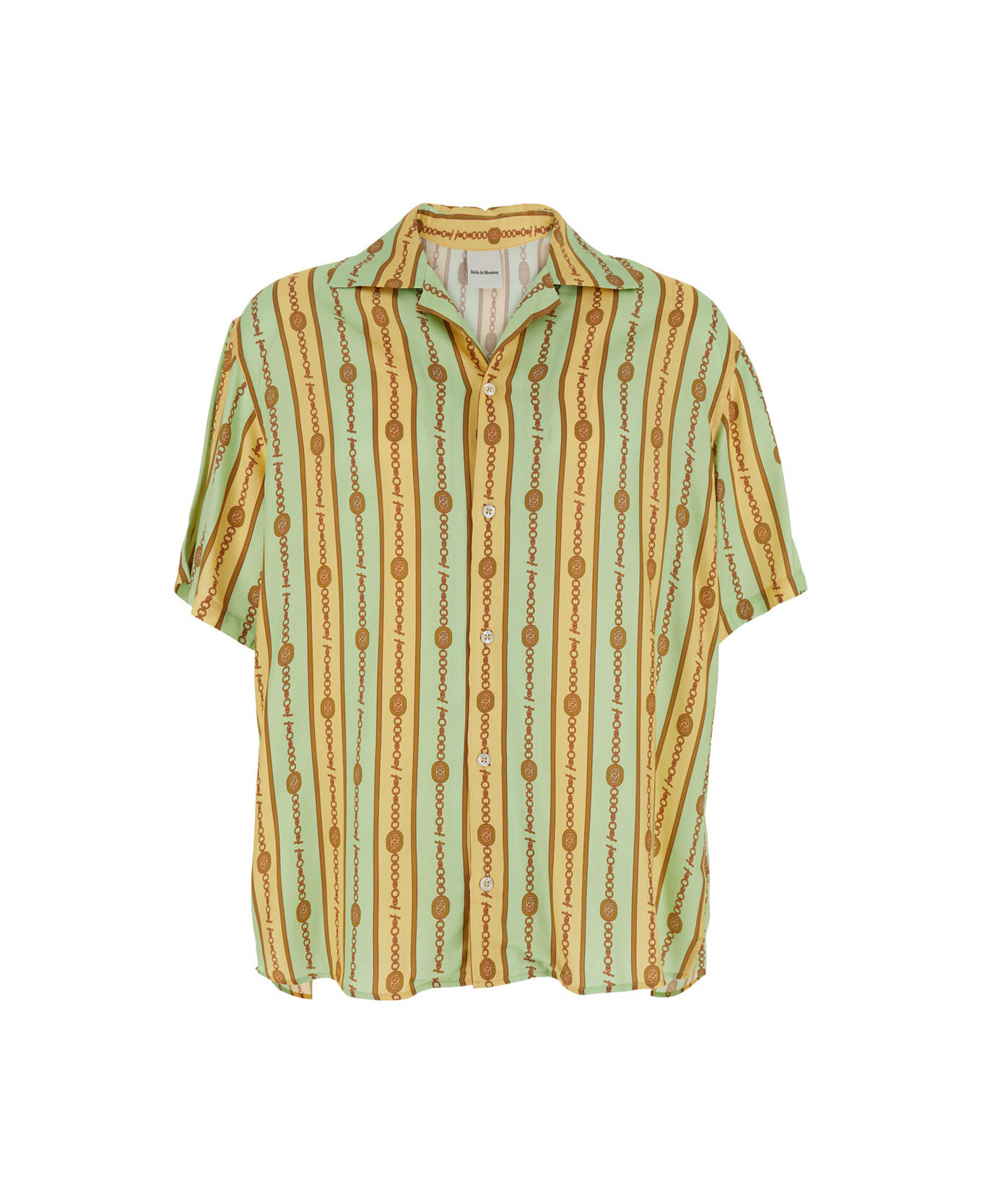 Drôle de Monsieur 
la Chemise Bijoux
 Multicolor Bowling Shirt With Cuban Collar And All-over Striped Motif In Viscose Man - Multicolor