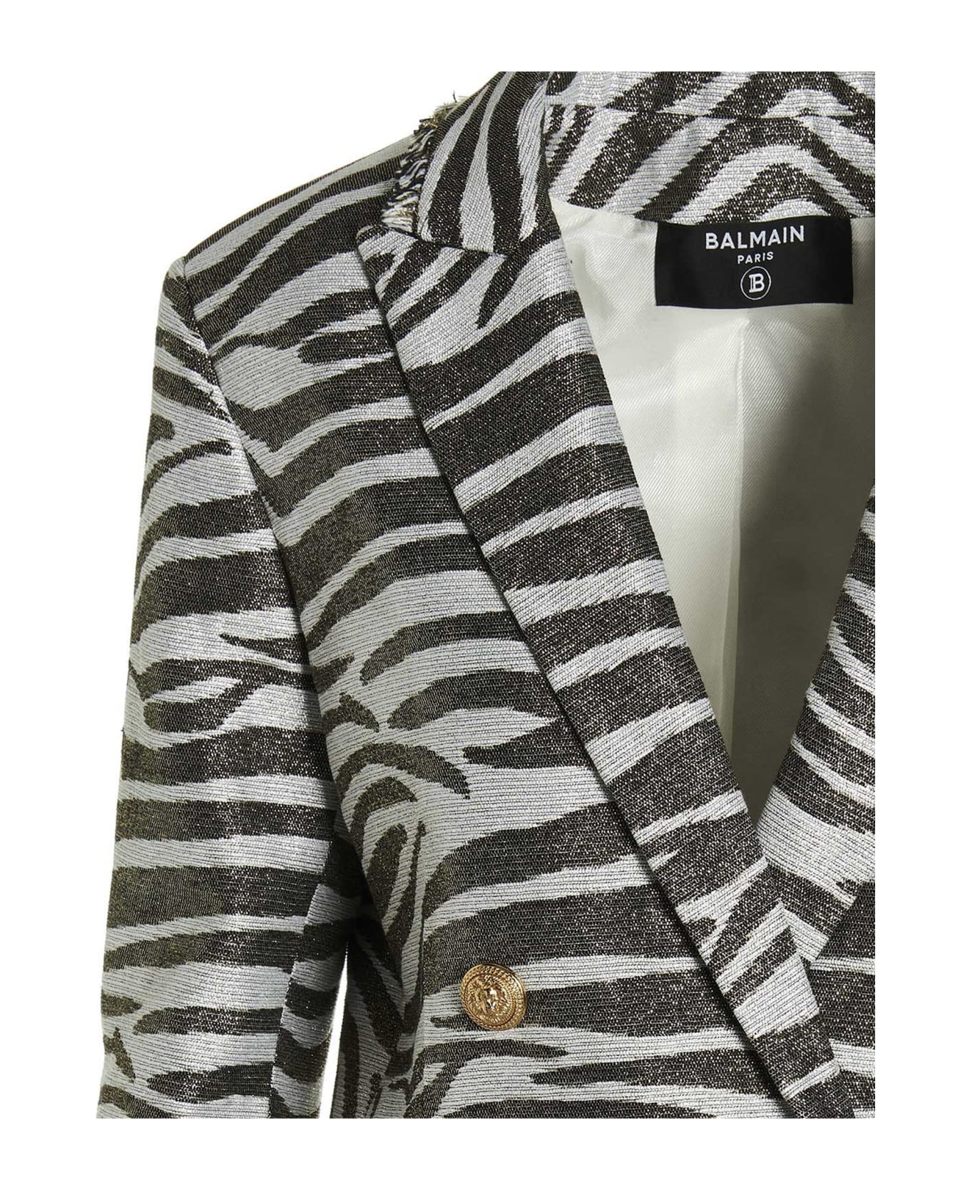 Balmain Zebra Double-breasted Jacket - Gad Blanc Or コート