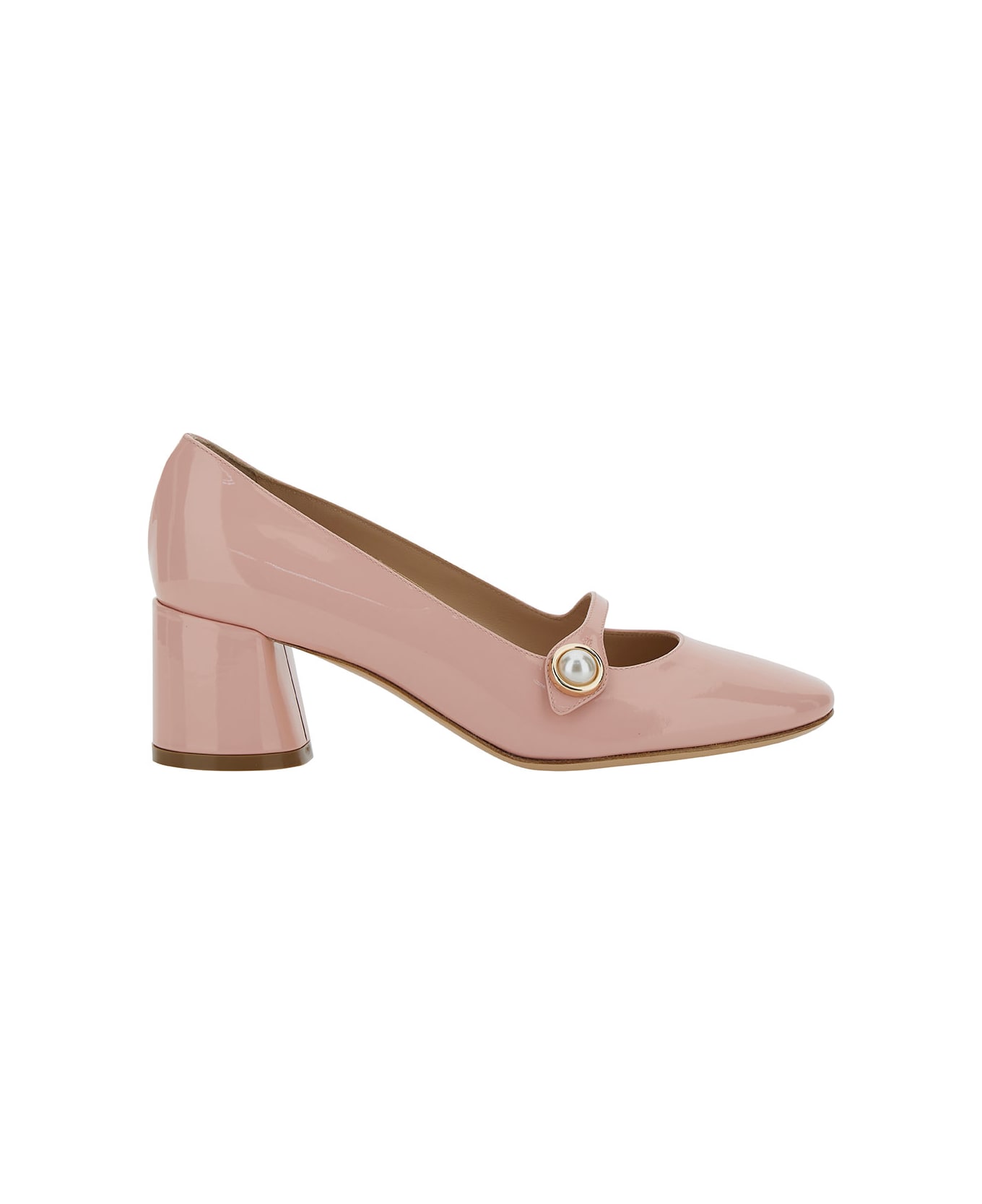 Casadei 'emily' Pink Pointed Pumps With Pearl Detail In Patent Leather Woman - Pink ハイヒール