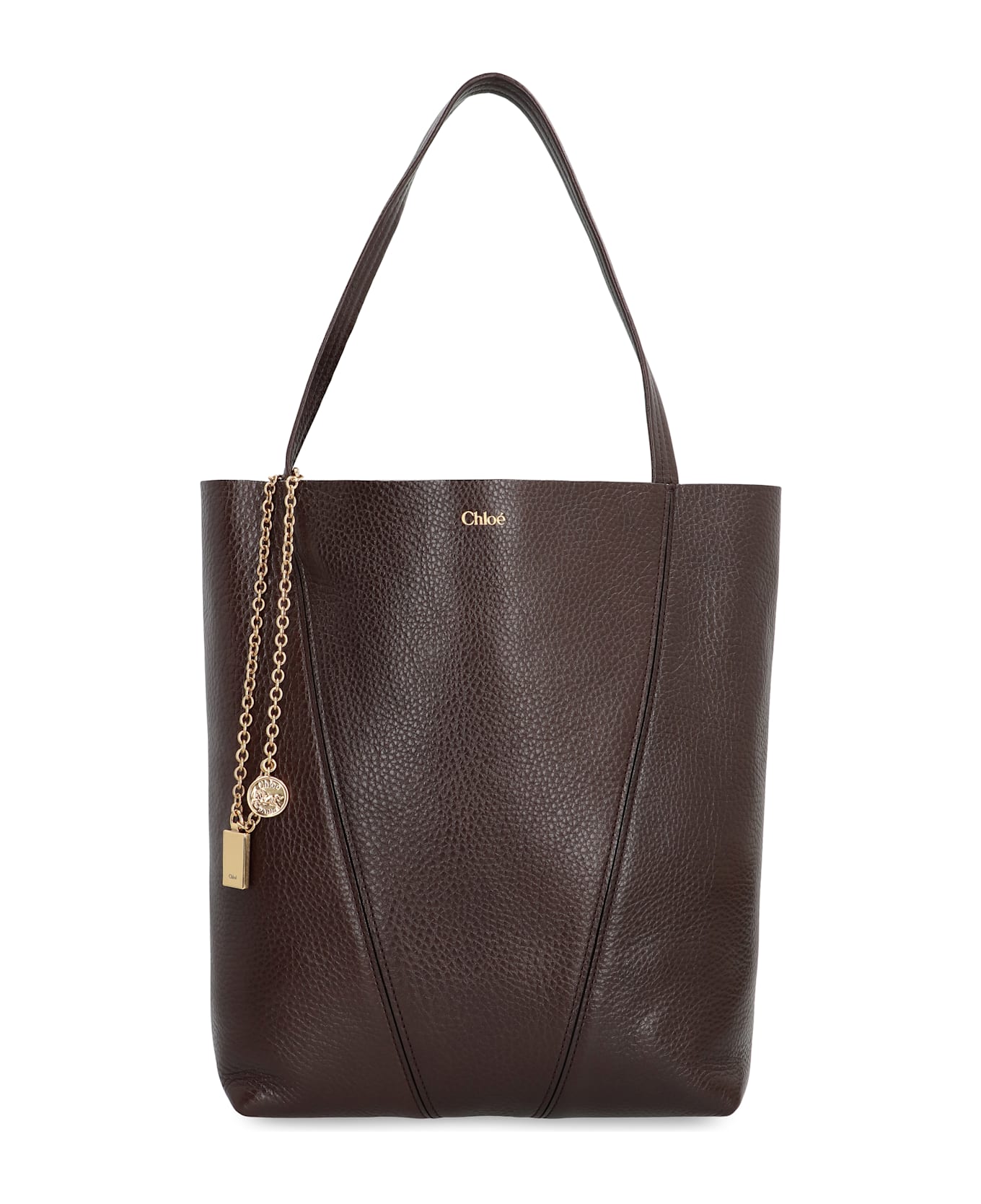 Chloé Spin Leather Tote Bag - brown