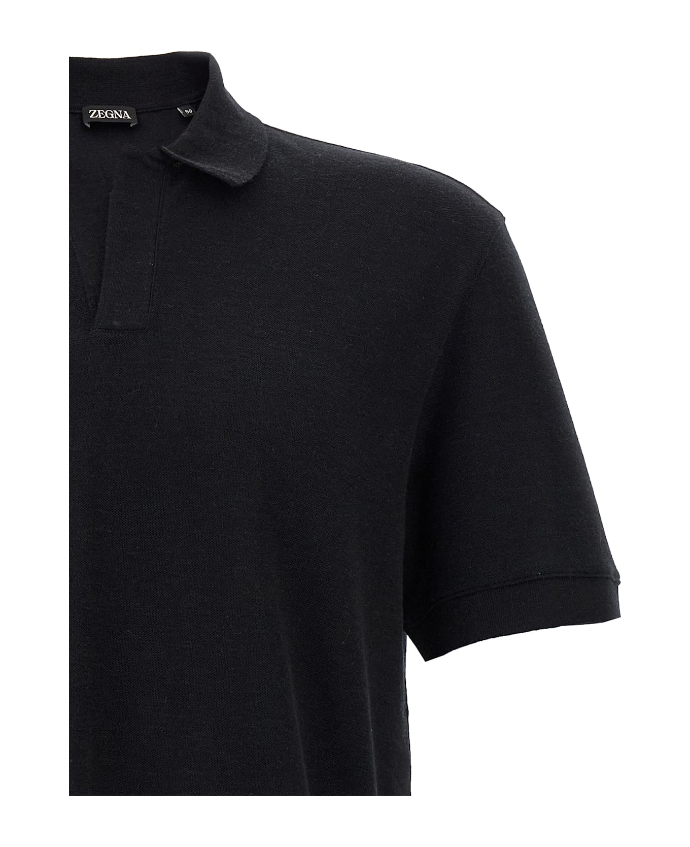 Zegna Cashmere Polo Shirt - Black  