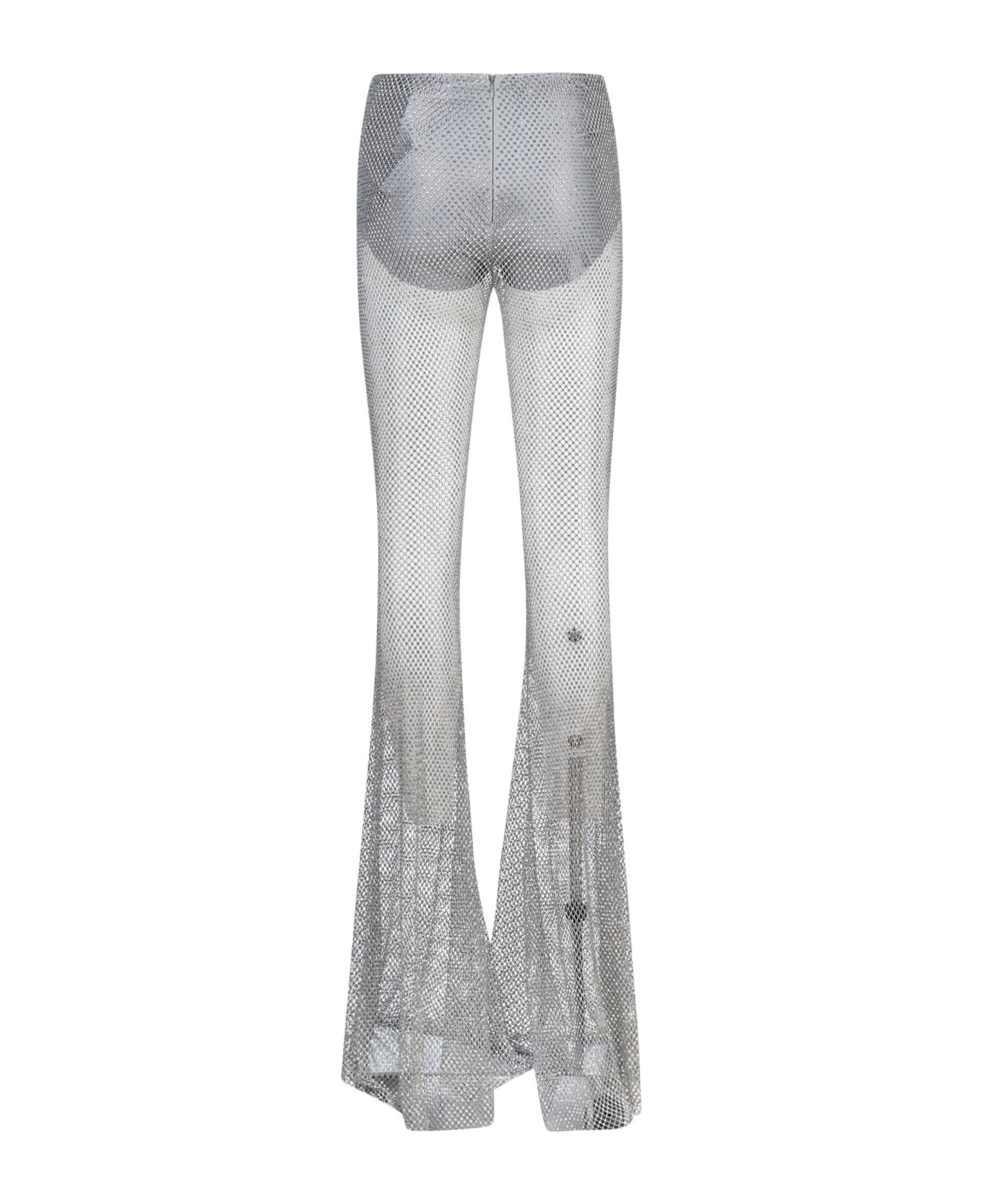 Giuseppe di Morabito Rhinestone Embellished Net Trousers - Silver