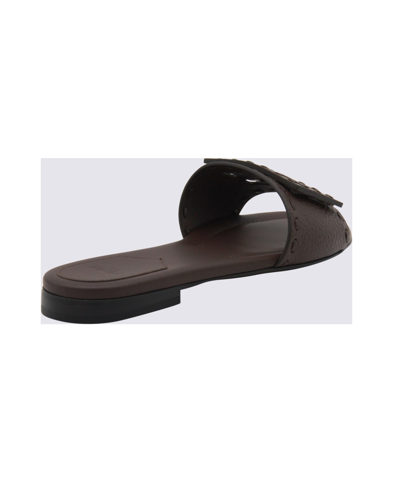 Fendi Dark Brown Leather Flats - Dark Brown
