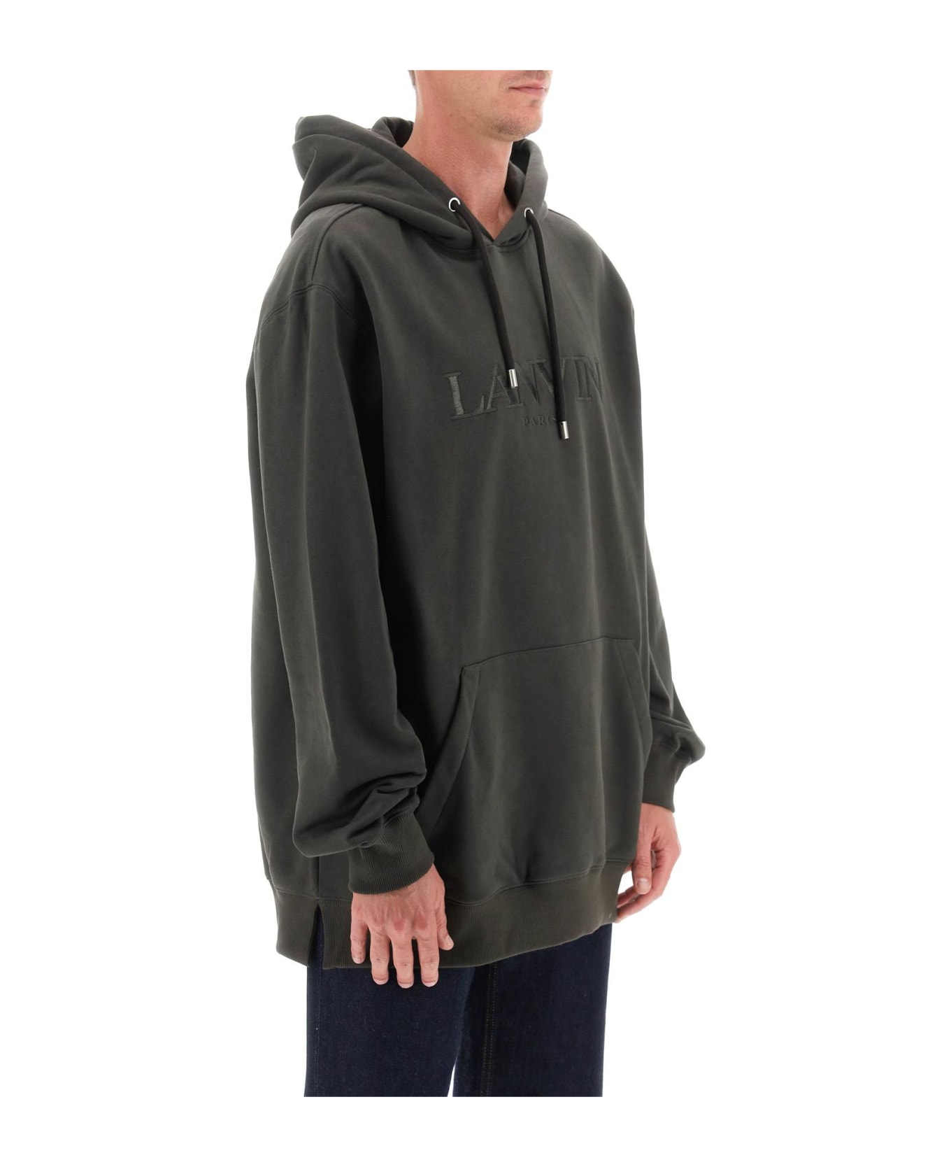 Lanvin Hoodie With Curb Embroidery - GREY