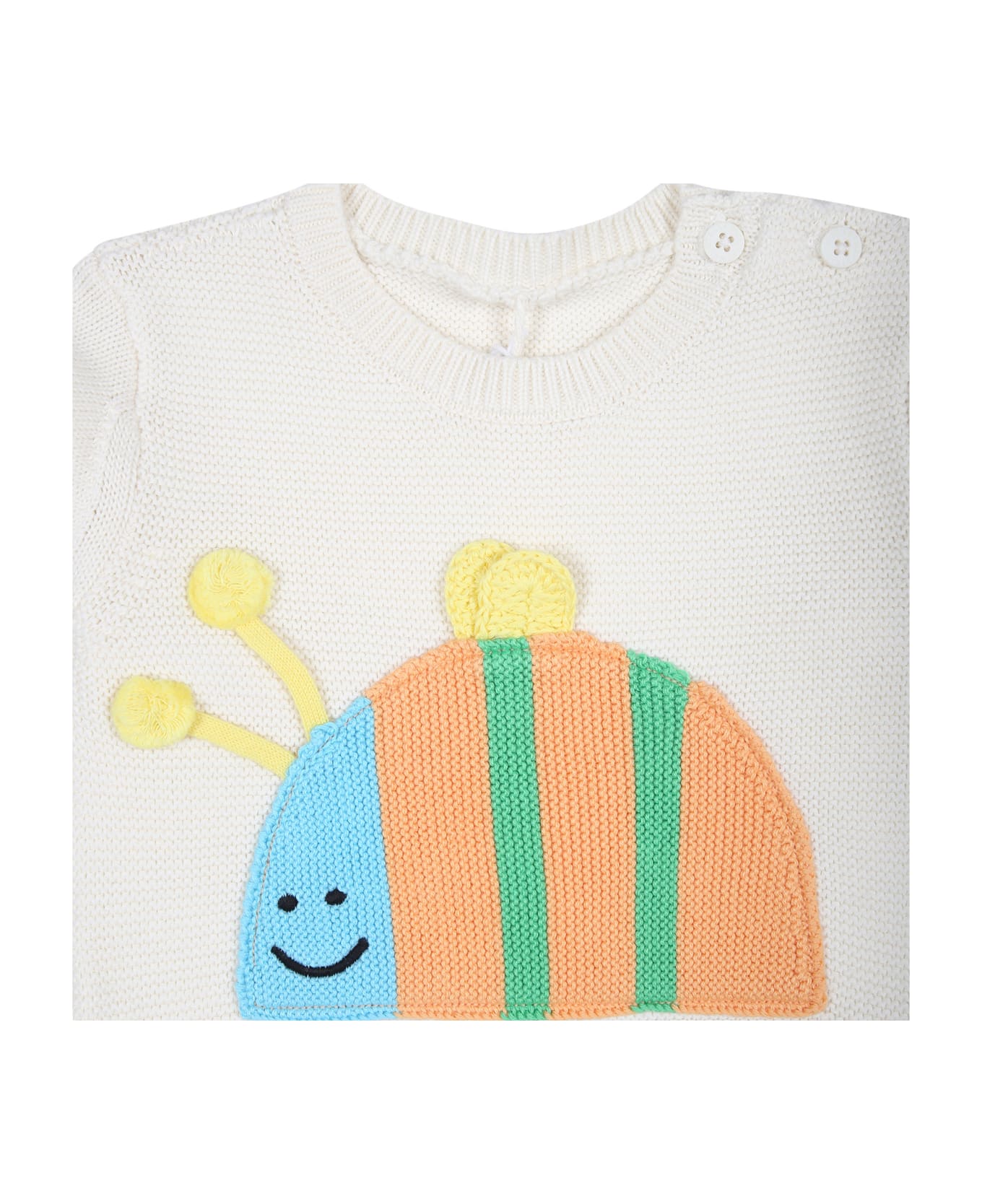 Stella McCartney Kids Ivory Sweater For Babies With Ladybug - Ivory