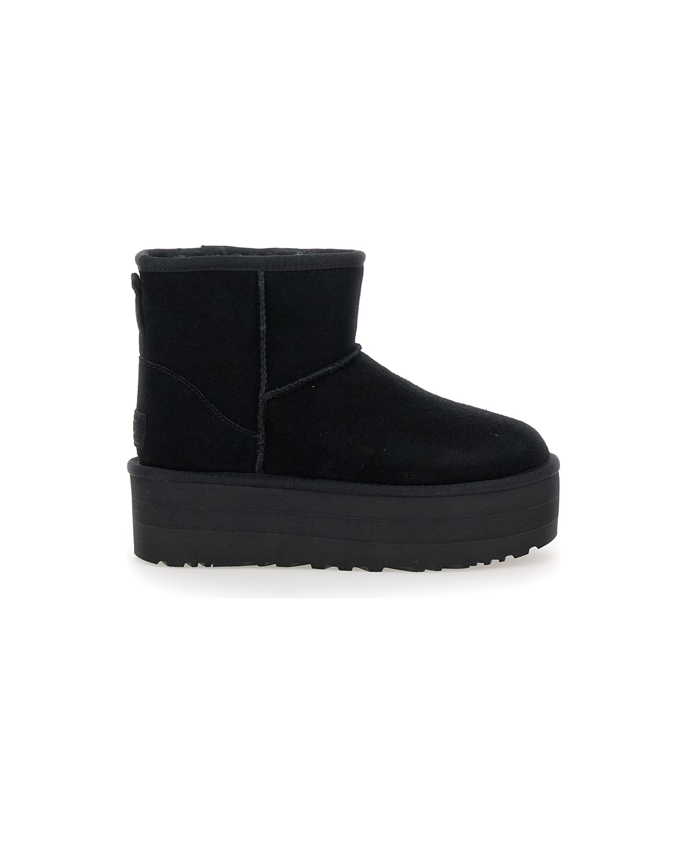 UGG 'classic Mini Platform' Black Ankle Boots With Platform In Suede Woman - Black