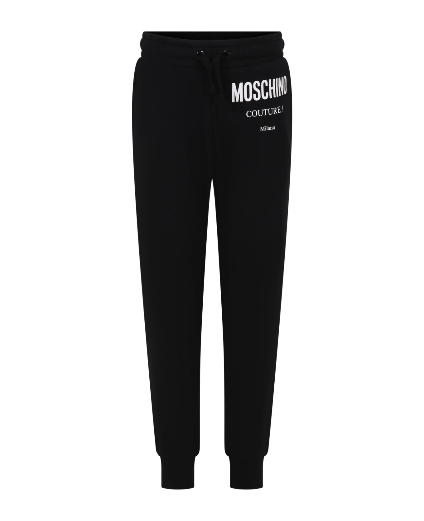 Moschino Black Trousers For Boy With Logo - Black ボトムス