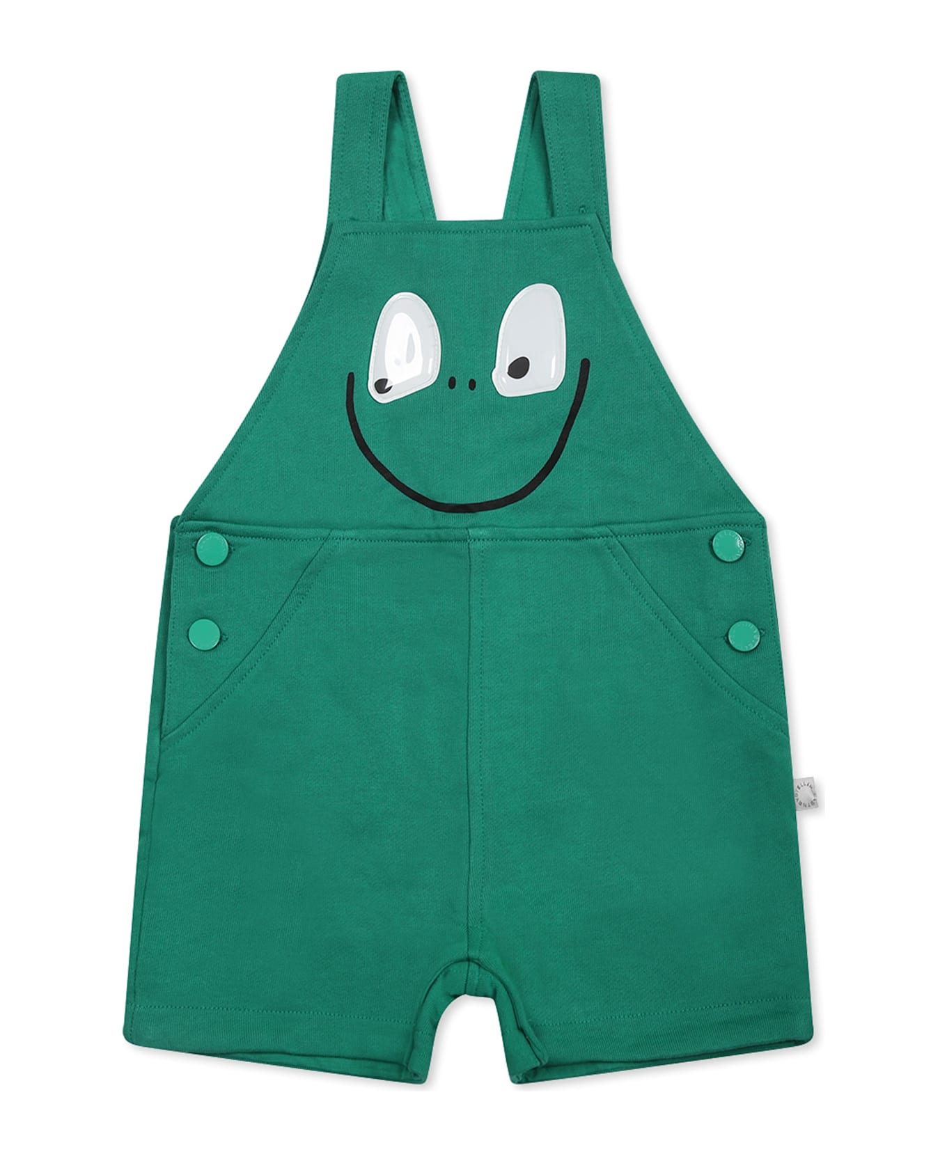Stella McCartney Kids Green Dungarees For Baby Boy With Frog - Green コート＆ジャケット