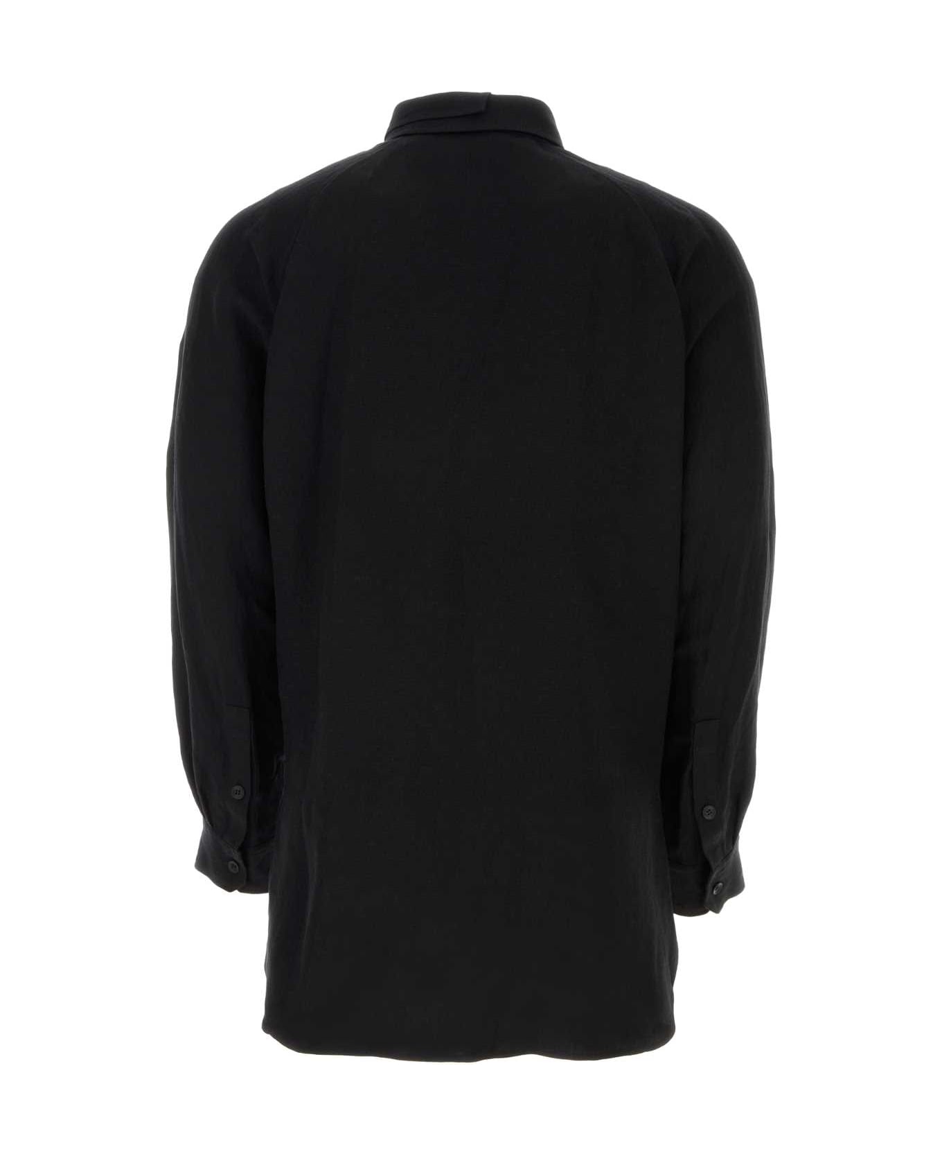 Yohji Yamamoto Black Linen Blend Shirt - BLACK