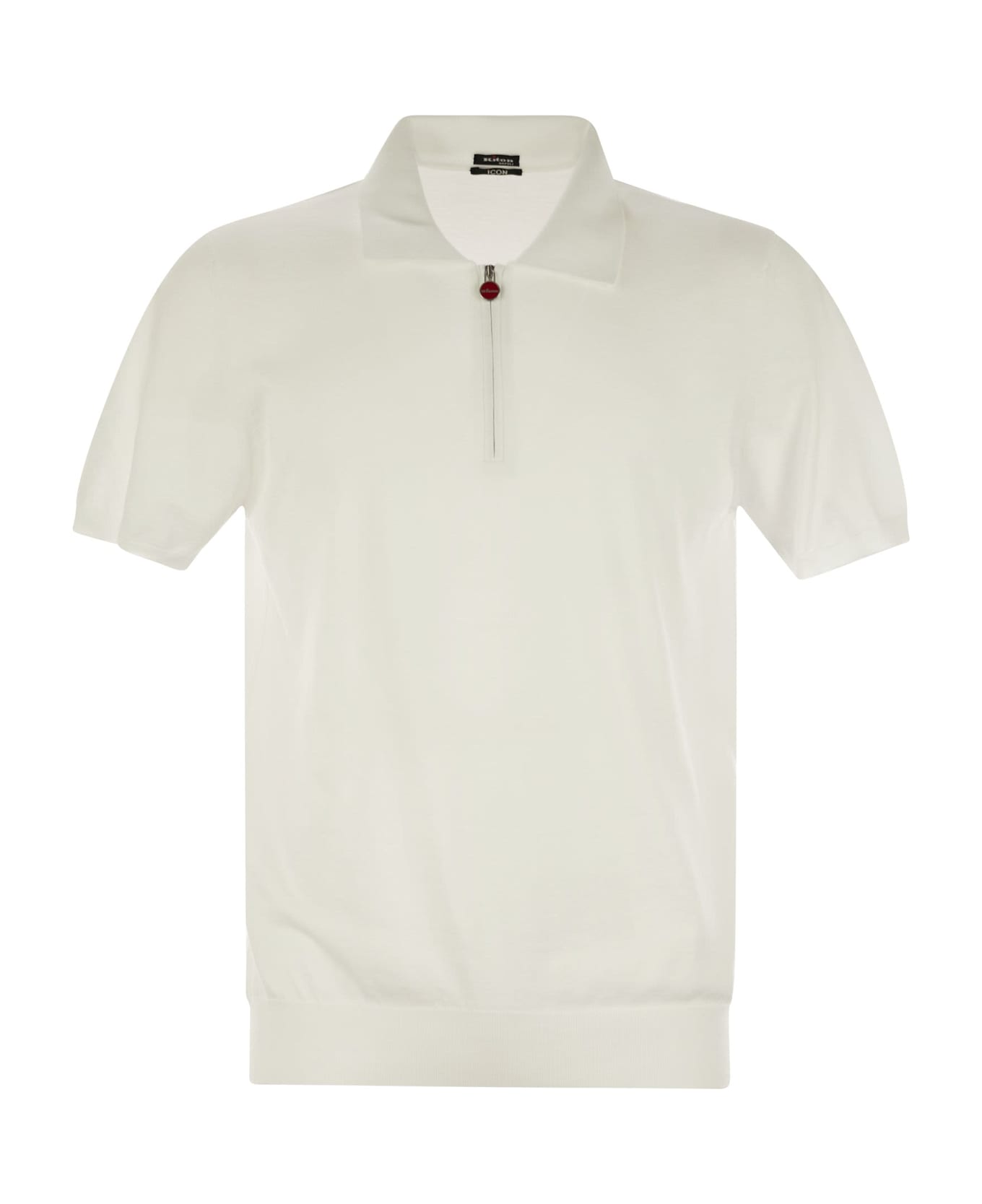 Kiton Short-sleeved Polo-zip - White