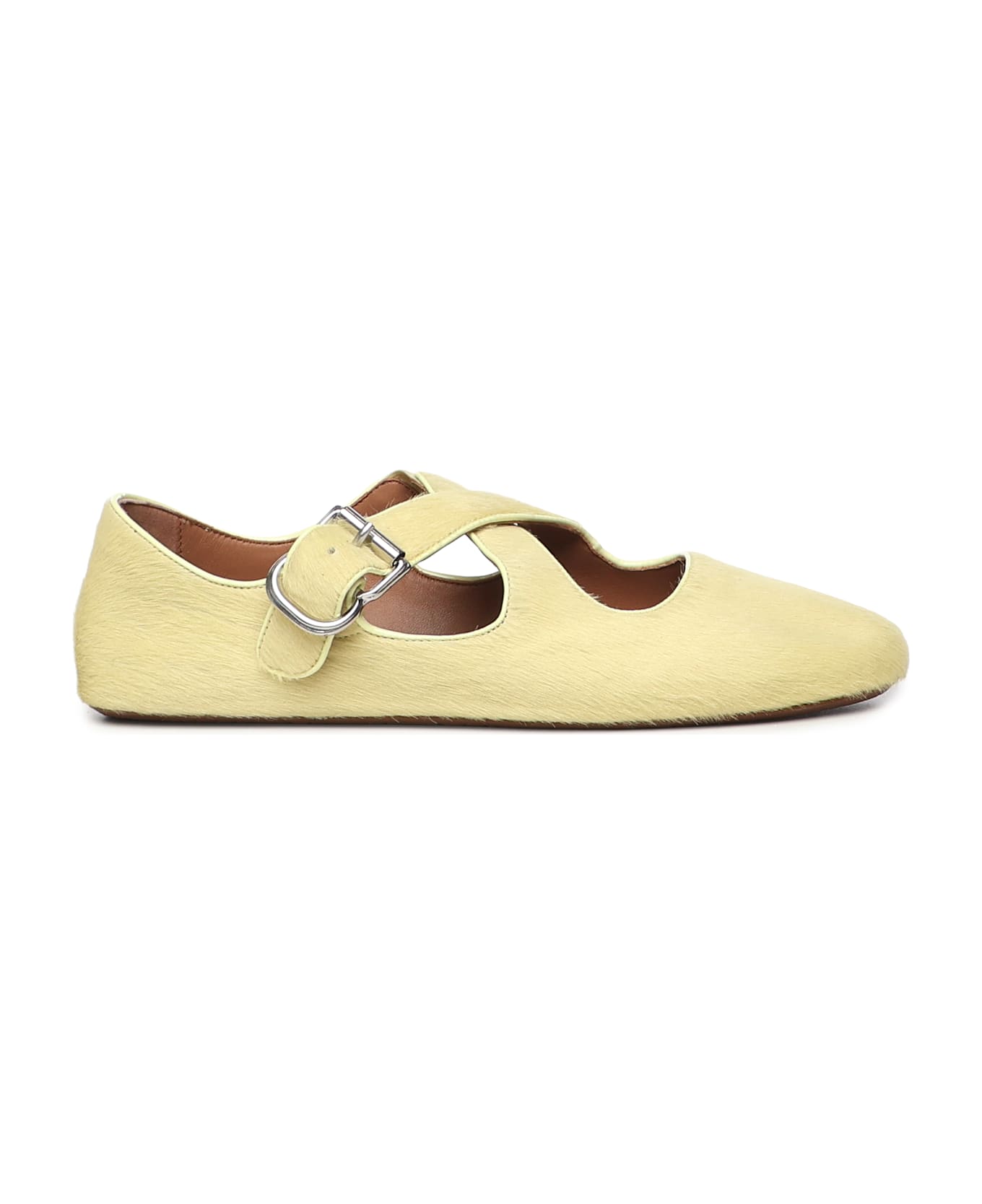 Alaia Flat Pony Hair Ballerinas - LIMONADE