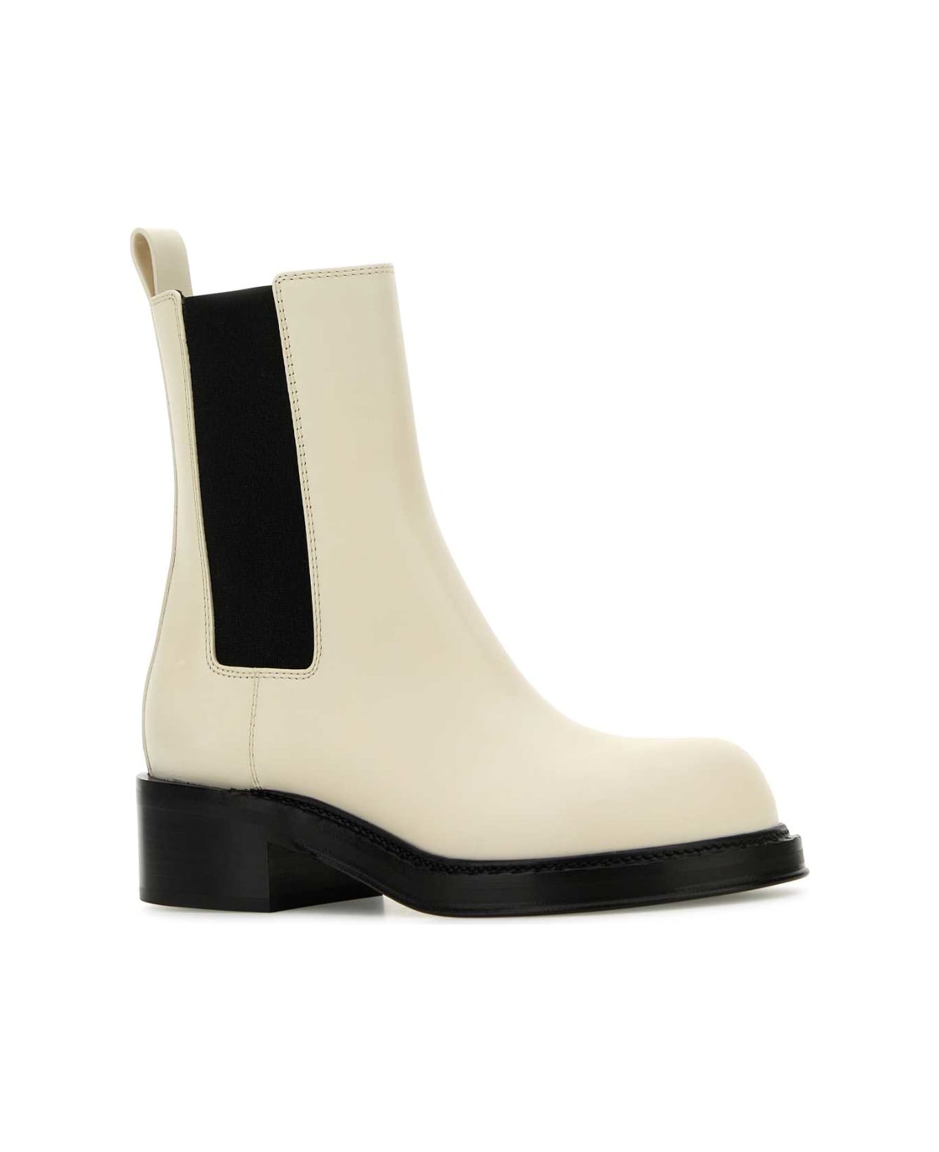 Bottega Veneta Ivory Leather Cliff Ankle Boots - SEASALT