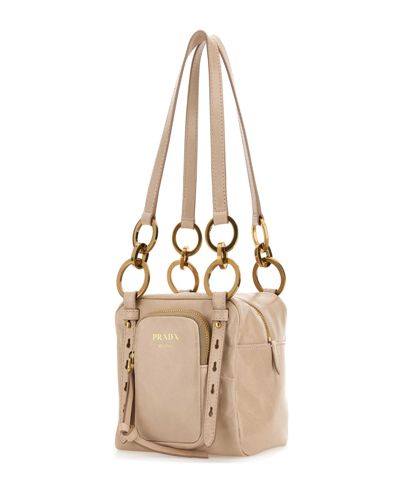 【関税&送料込】Prada Powder Pink Mini Prada Dangle Handbag Prada: Dangle Leather Top-handle Mini-Bag (Powder Pink