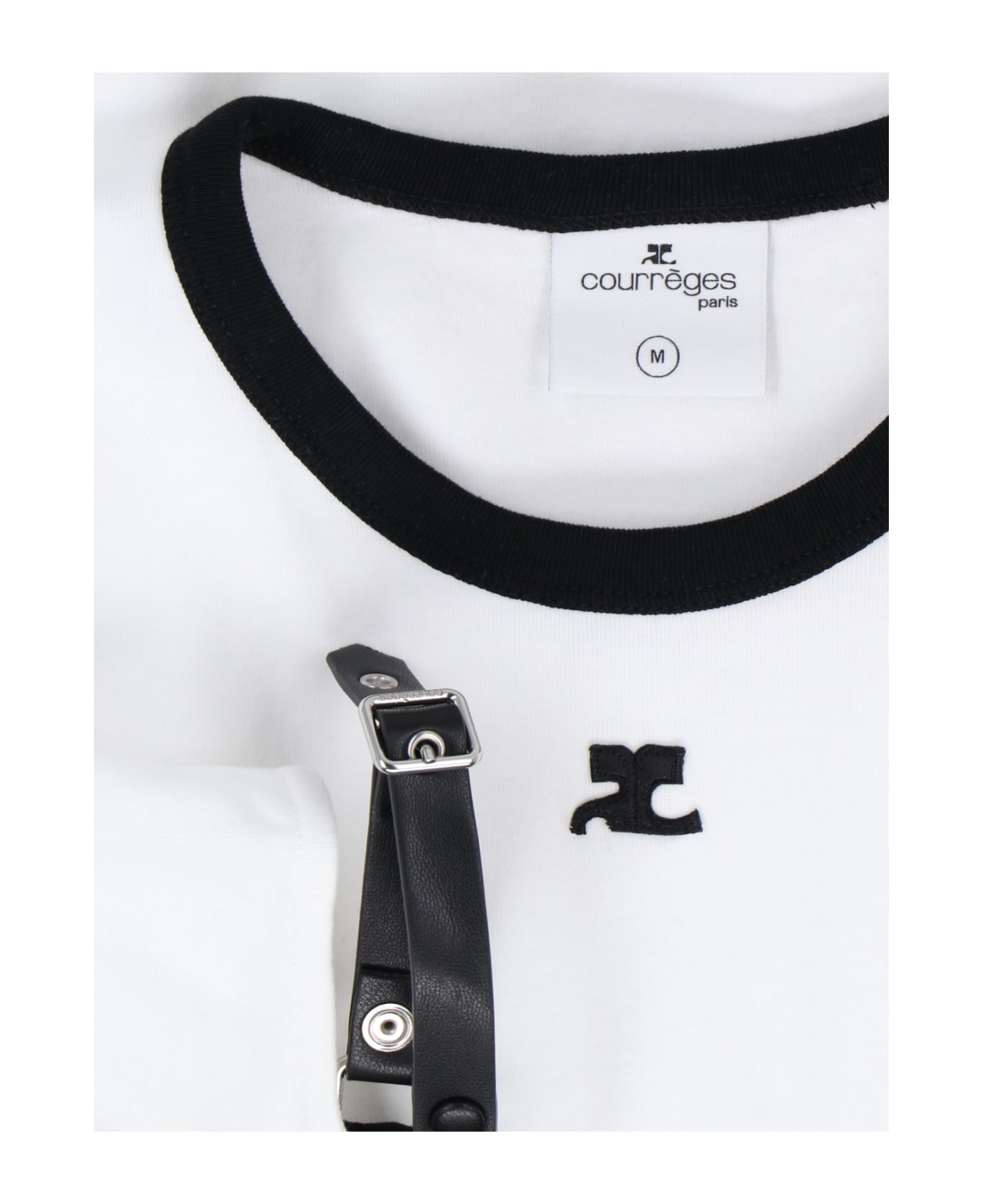 Courrèges Strap Detail T-shirt - White