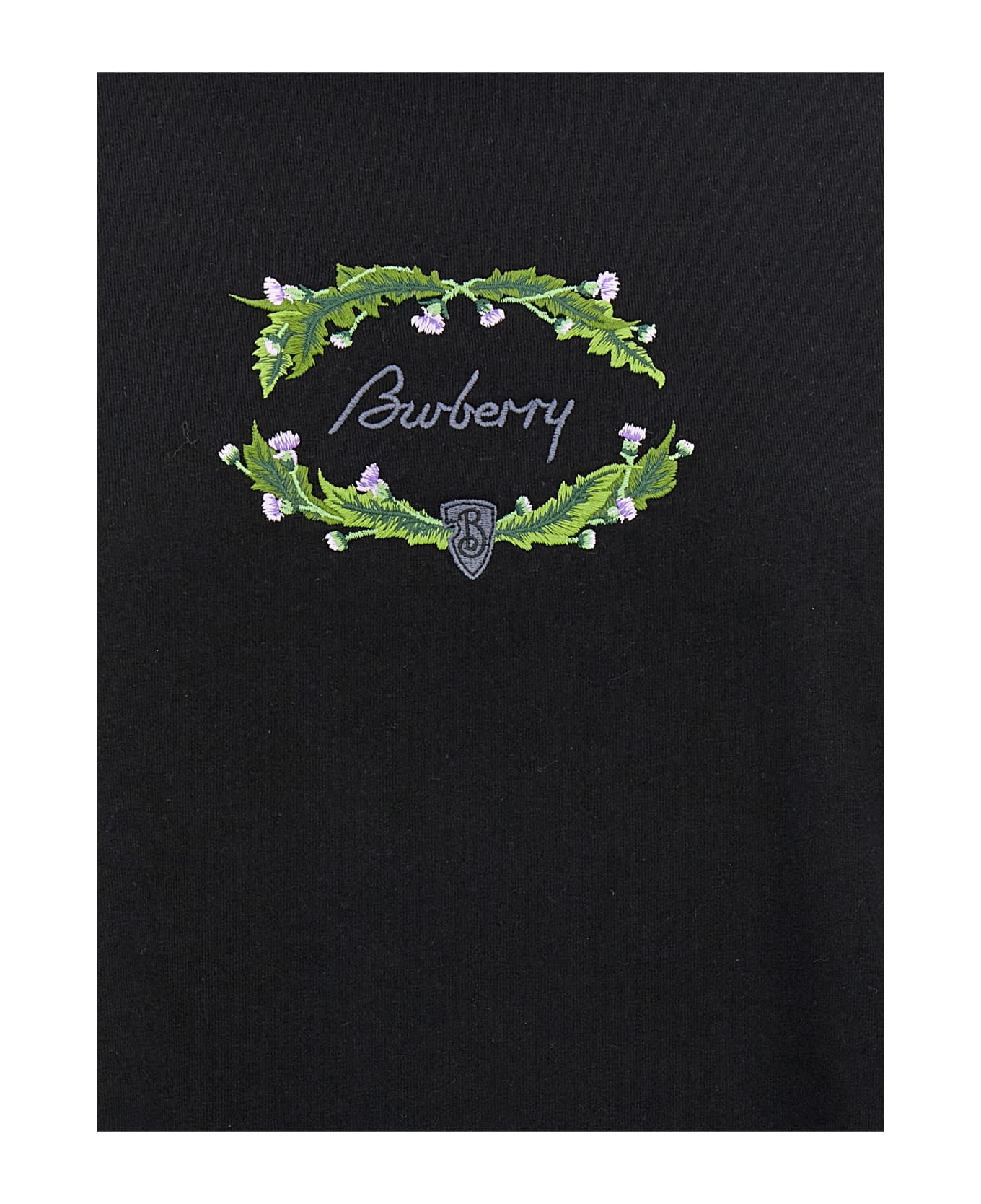 Burberry Logo Embroidery T-shirt - Black  