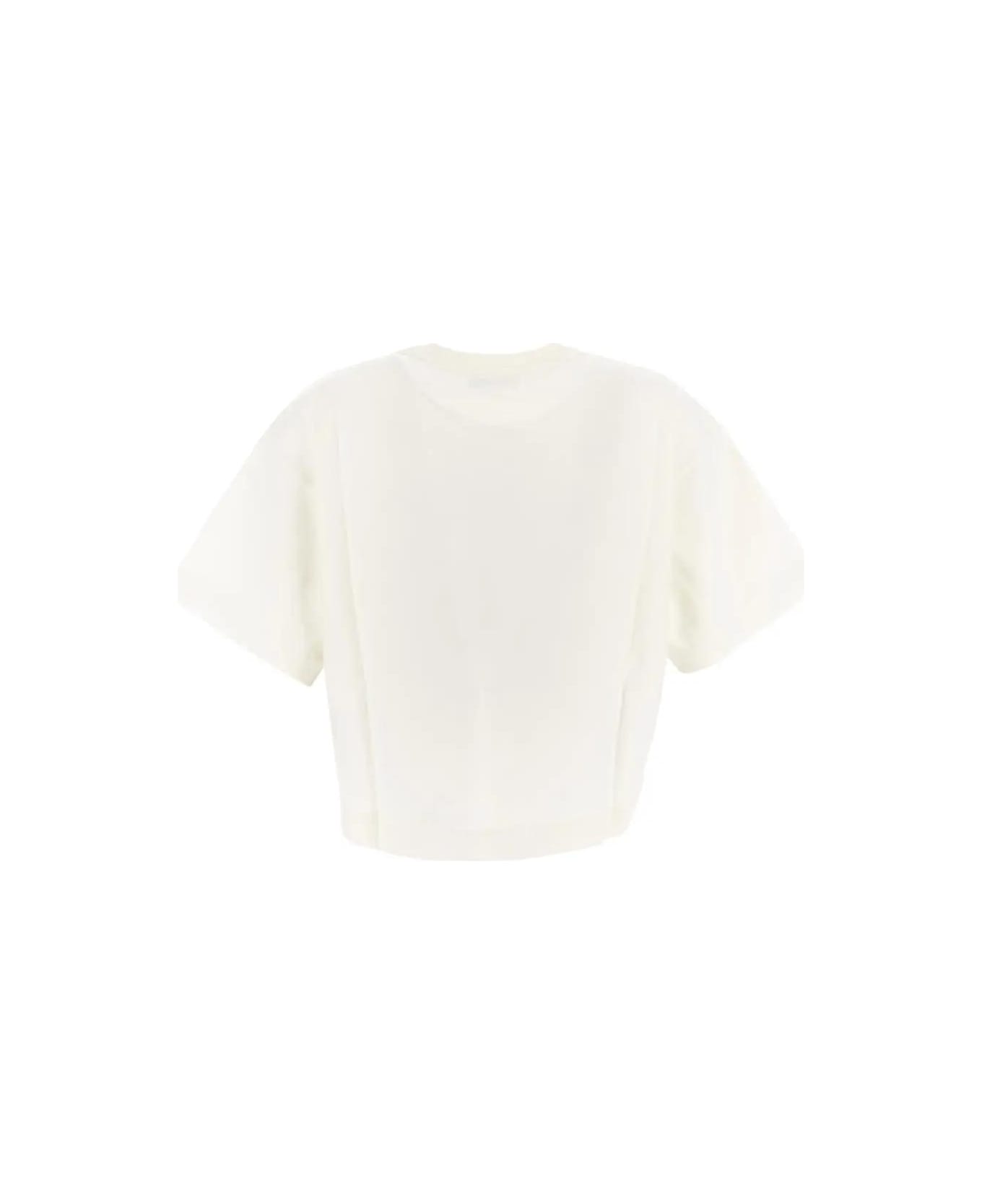 Autry Cotton Cropped T-shirt - NEUTRALS