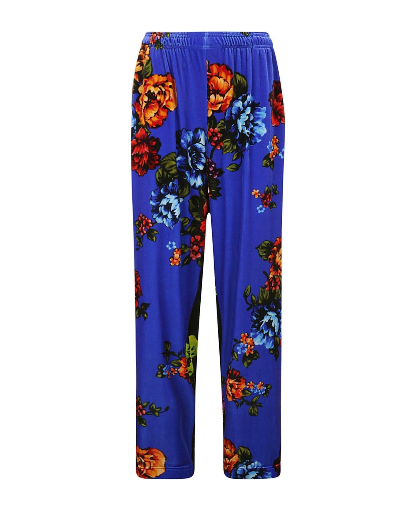 VETEMENTS Floral Print Panelled Pants - BLUE/BLACK ボトムス