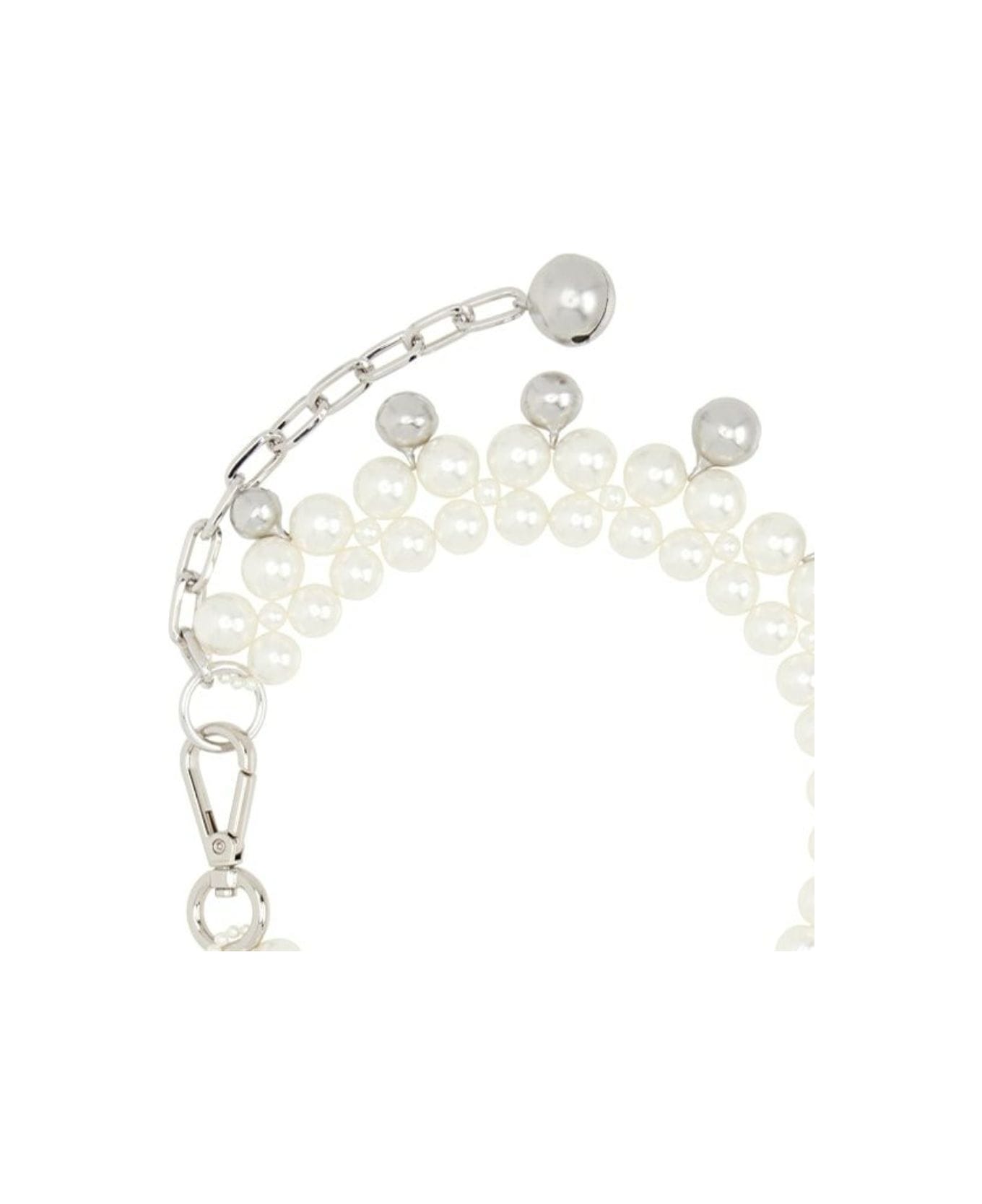 Simone Rocha Double Bell Charm And Pearl Necklace - Pearl ネックレス