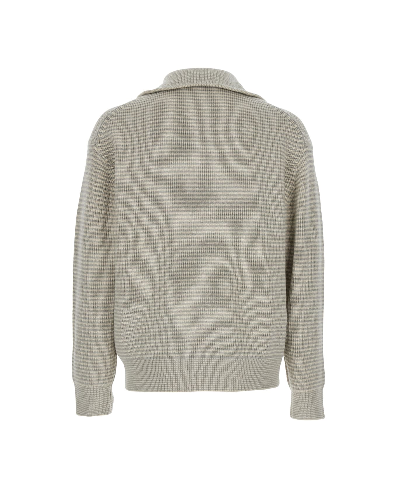 J.W. Anderson Grey Sweater With Half Zip Closure On The Front In Cotton Piquet Man - SAND/STONE